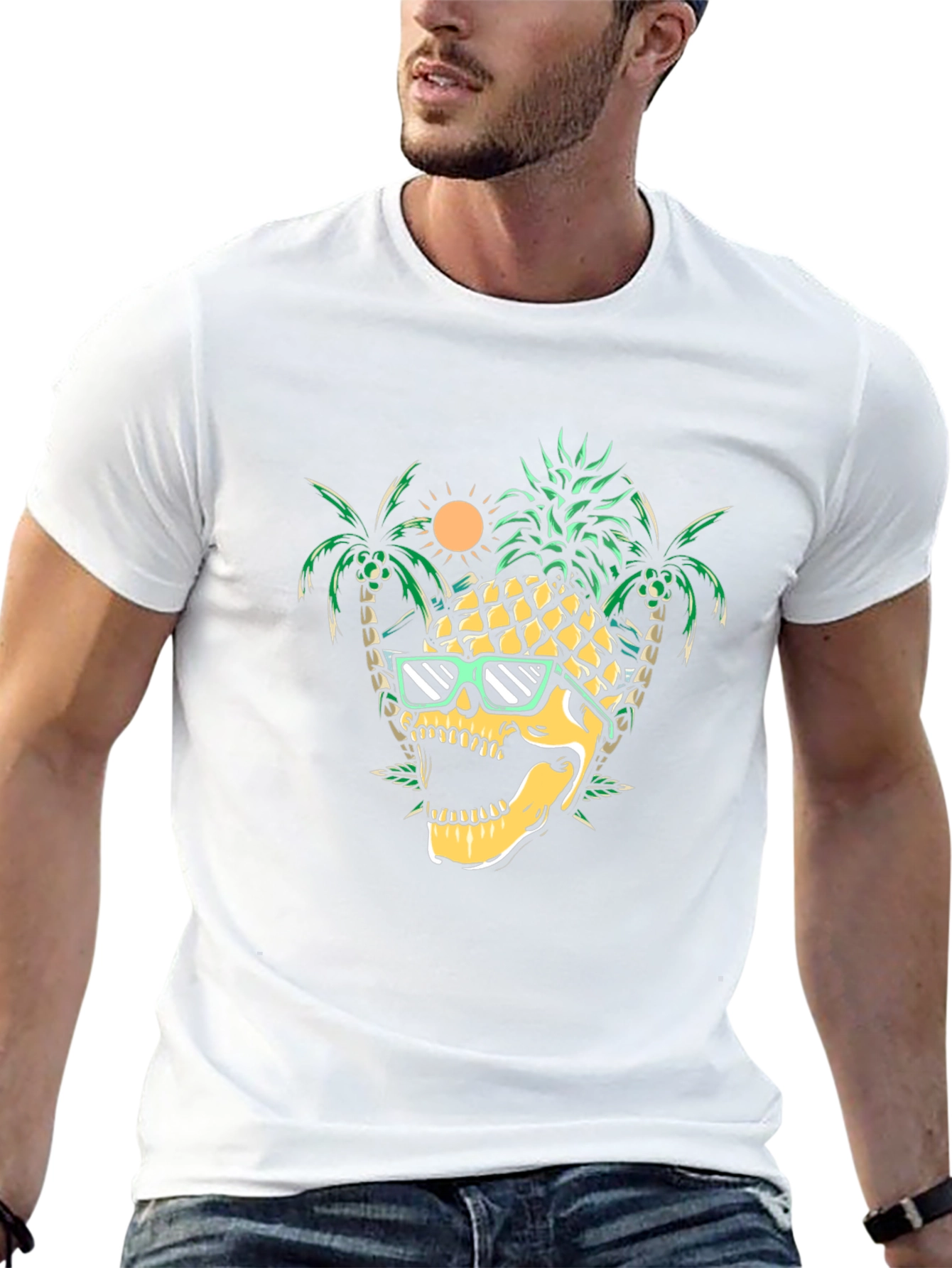 Cool Pineapple Skull Graphic Tee - Summer Vibes