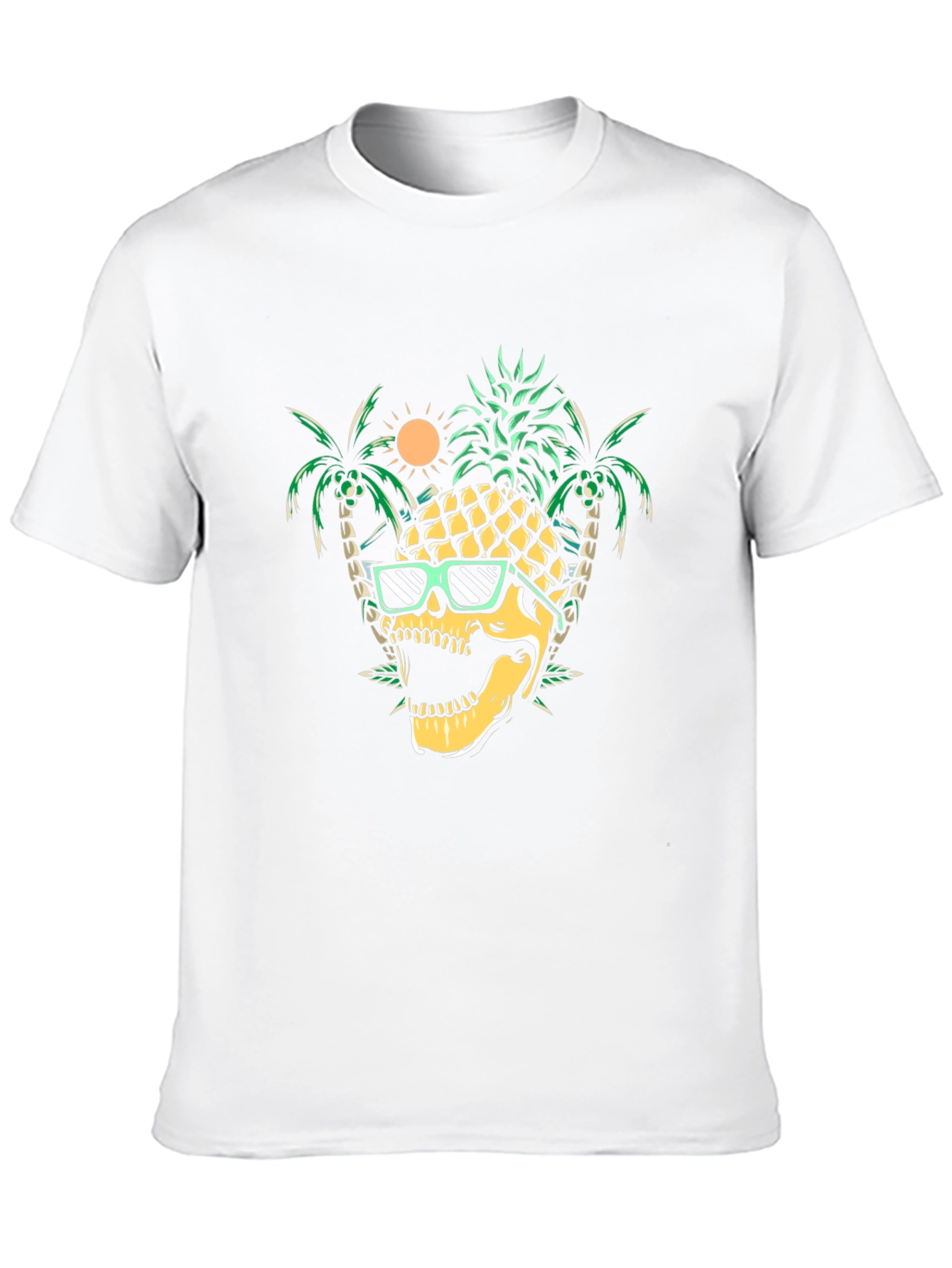 Cool Pineapple Skull Graphic Tee - Summer Vibes