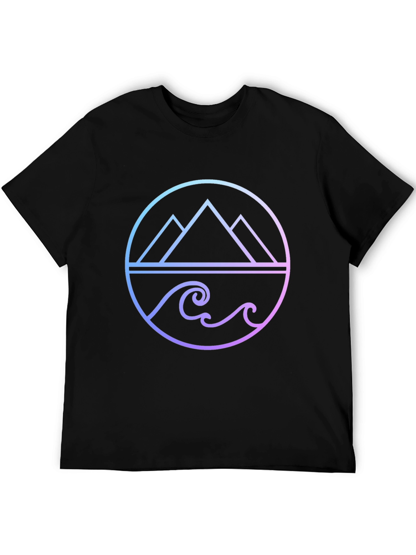 Gradient Mountain & Wave Graphic Tee