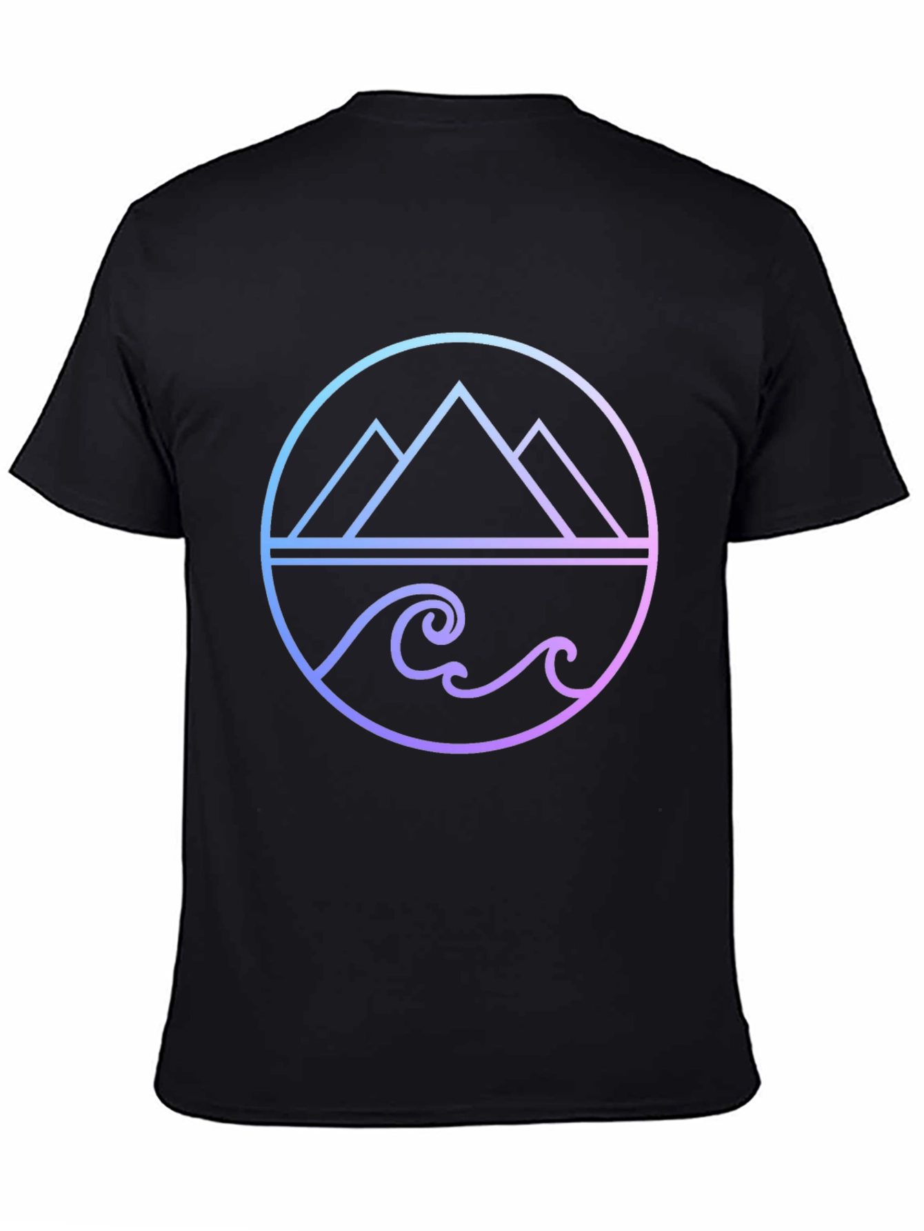 Gradient Mountain & Wave Graphic Tee