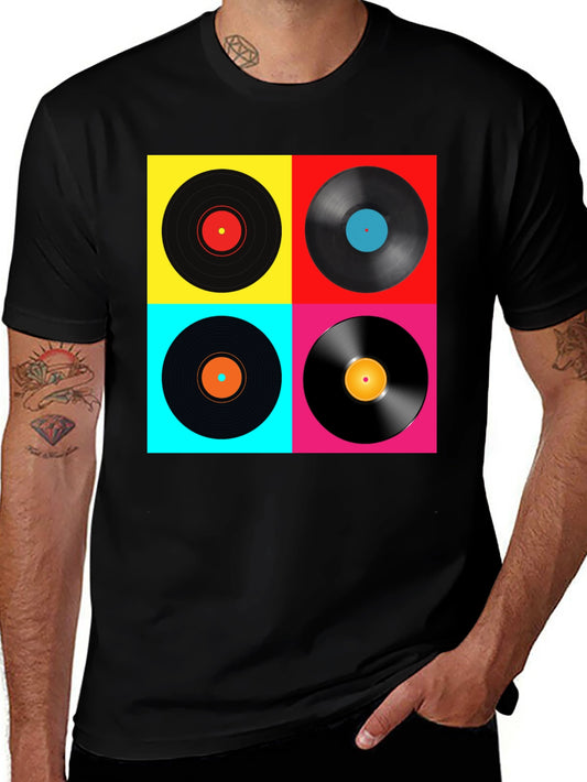 Retro Vinyl Record T-Shirt - Colorful Music Tee