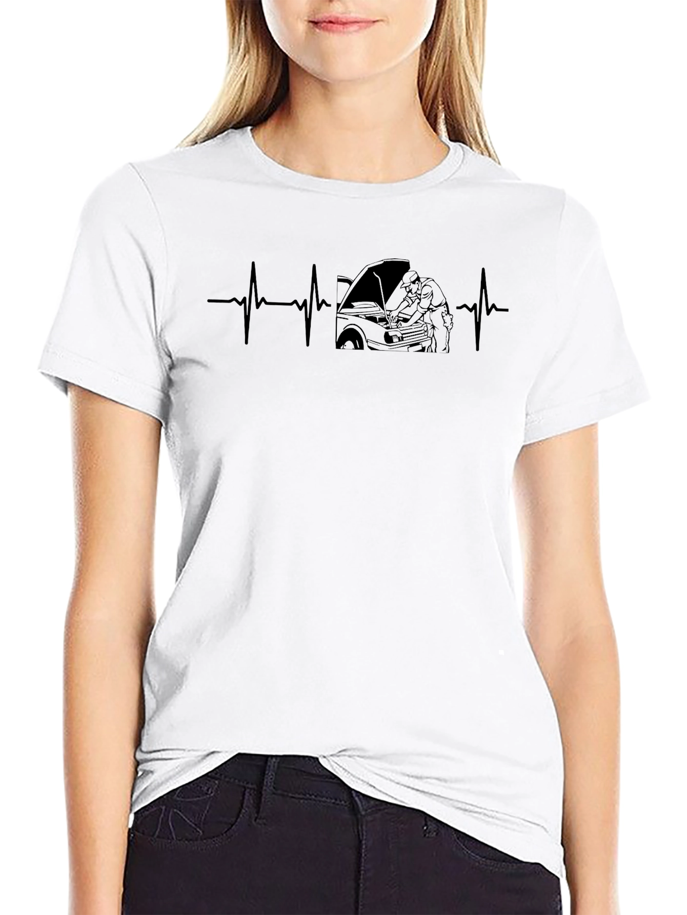 Mechanic Heartbeat T-Shirt - Auto Repair Design