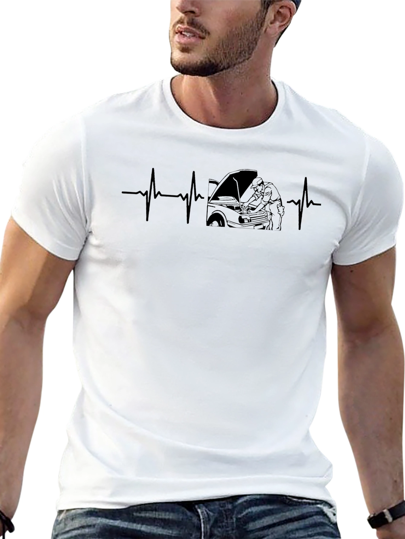 Mechanic Heartbeat T-Shirt - Auto Repair Design