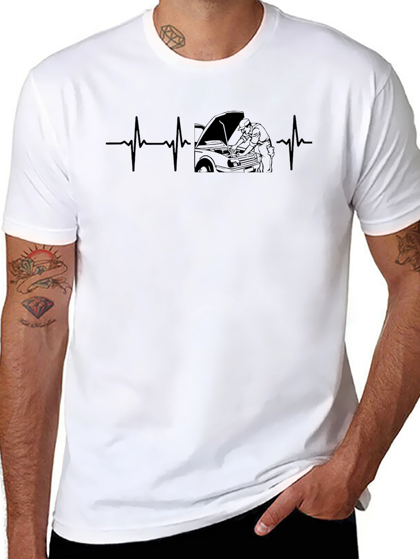 Mechanic Heartbeat T-Shirt - Auto Repair Design