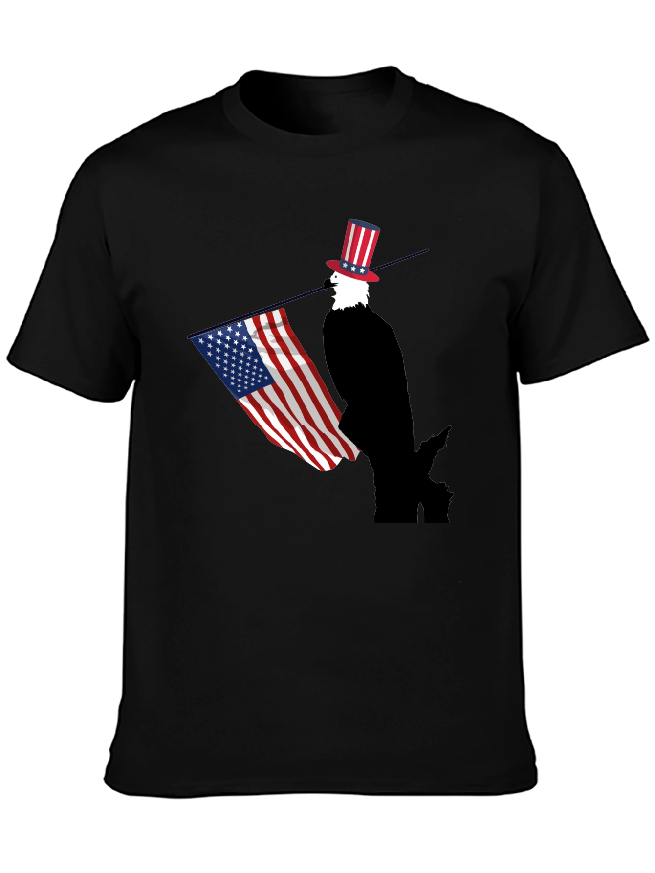 Patriotic Bald Eagle USA Flag Graphic T-Shirt