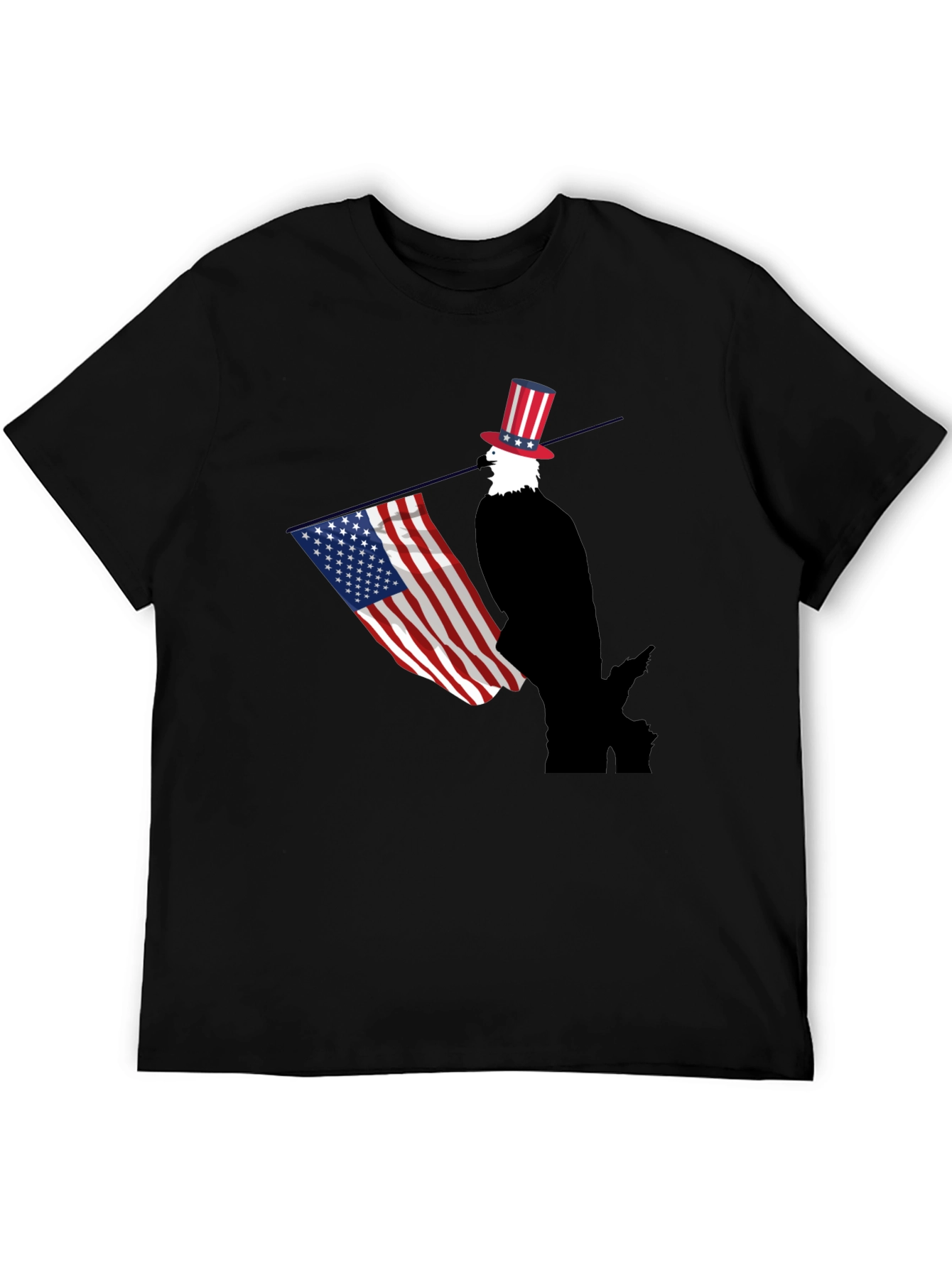 Patriotic Bald Eagle USA Flag Graphic T-Shirt