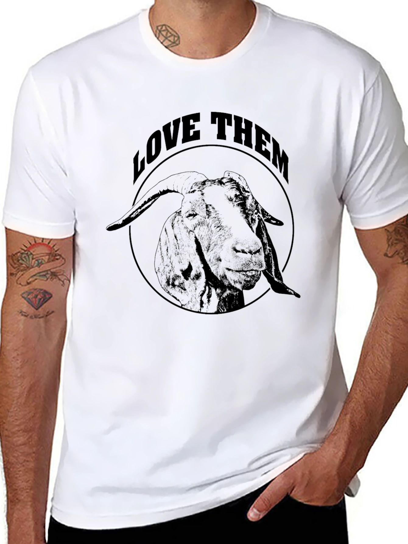 Love Them Goat Graphic Tee - Black Cotton T-Shirt