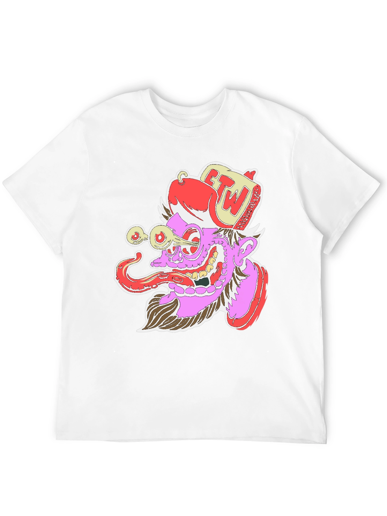 Grotesque Cartoon Graphic Print Black T-Shirt