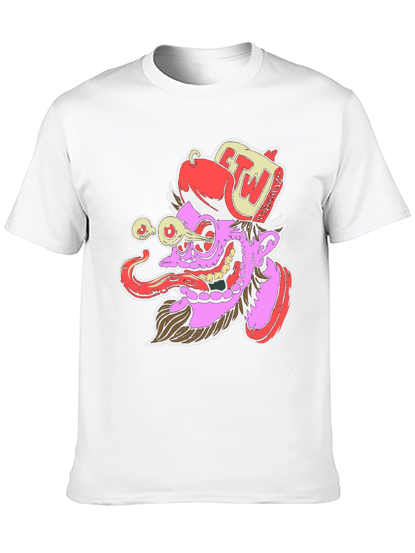 Grotesque Cartoon Graphic Print Black T-Shirt