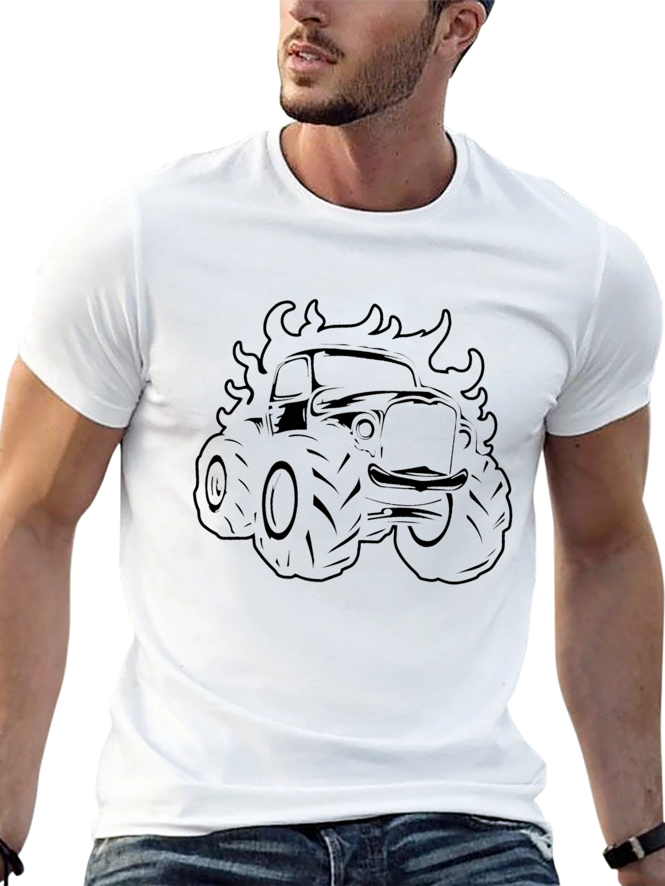 Monster Truck Flames Graphic Tee - Black