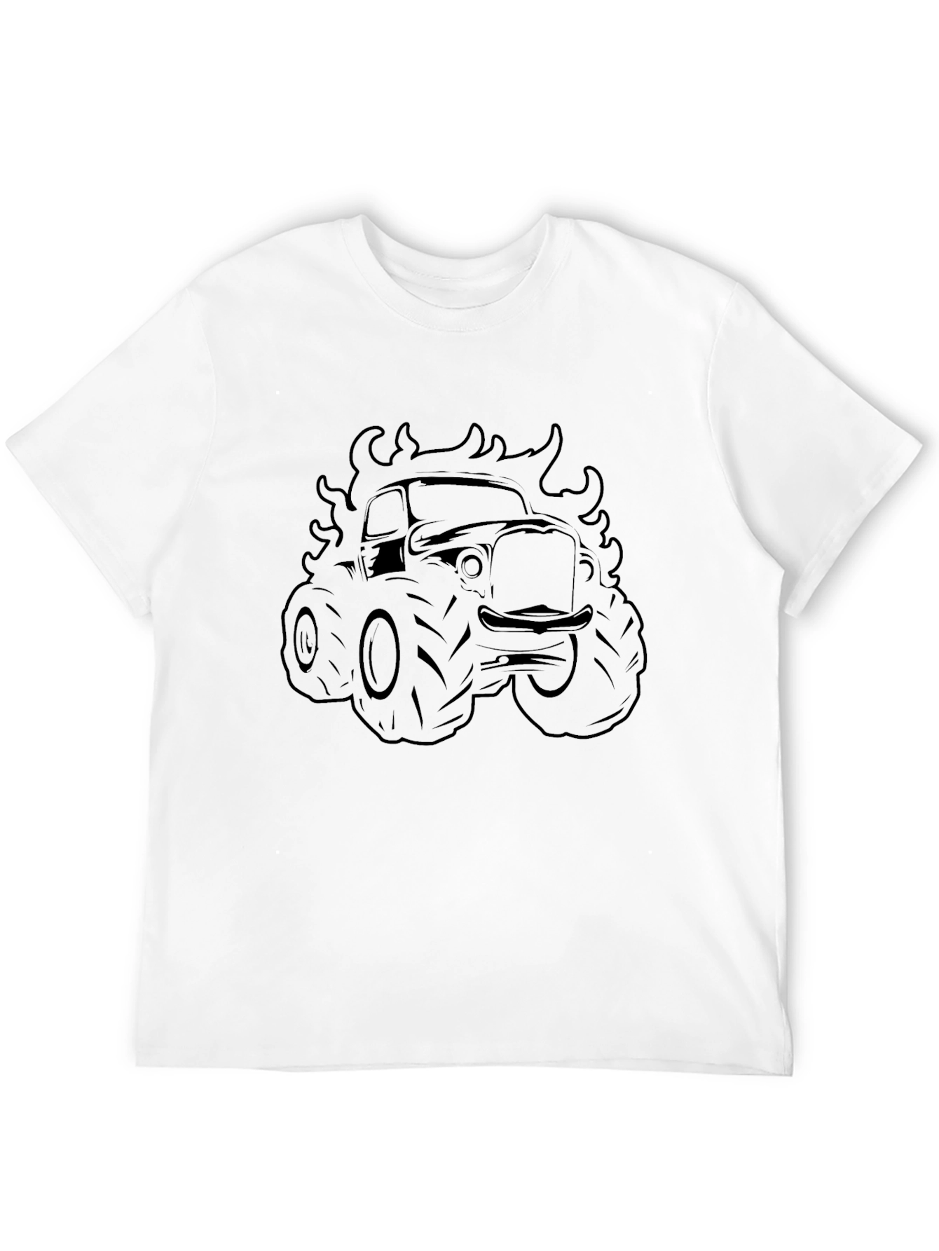 Monster Truck Flames Graphic Tee - Black