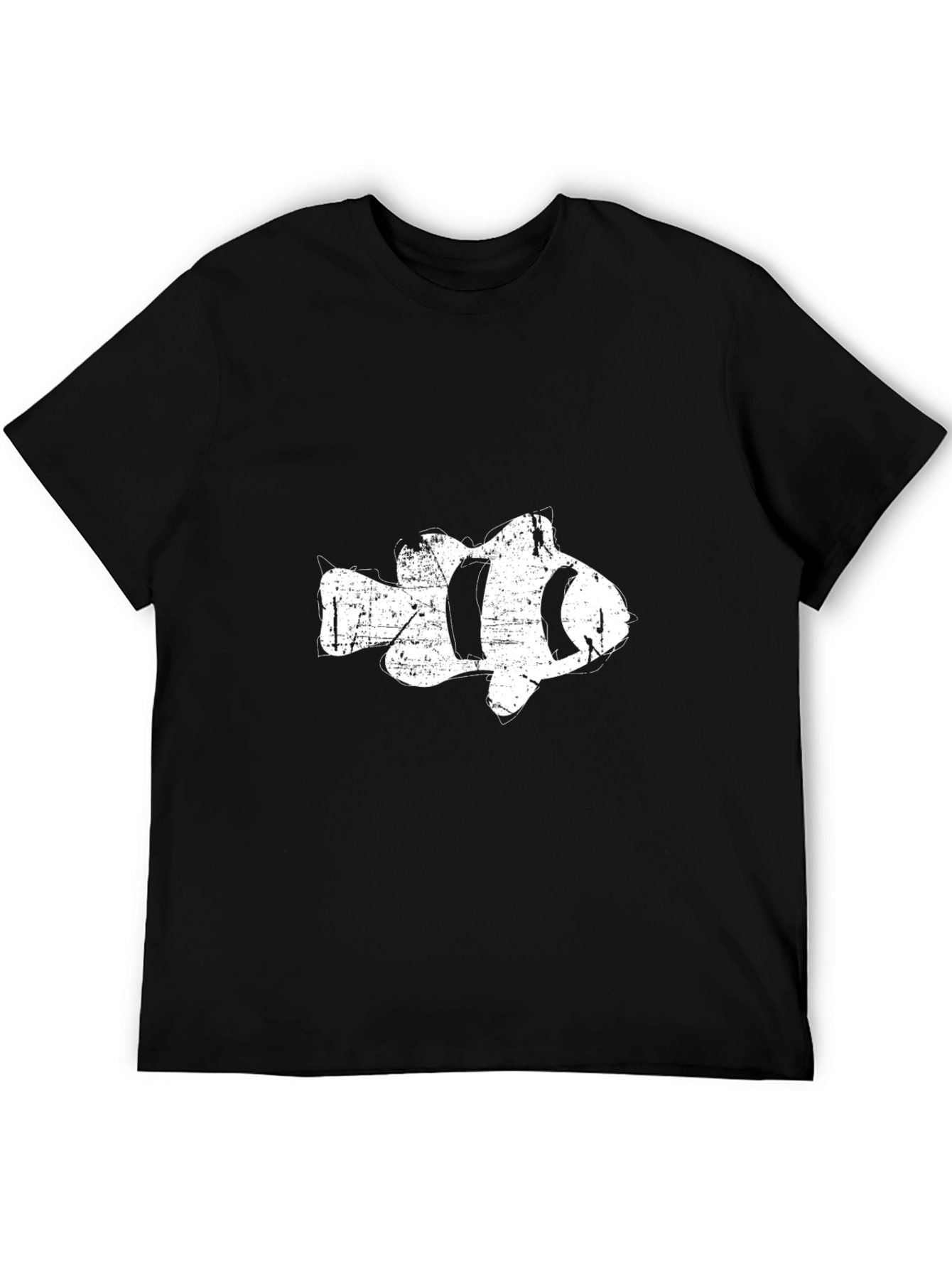 Clownfish Graphic Tee - Distressed Style - Black