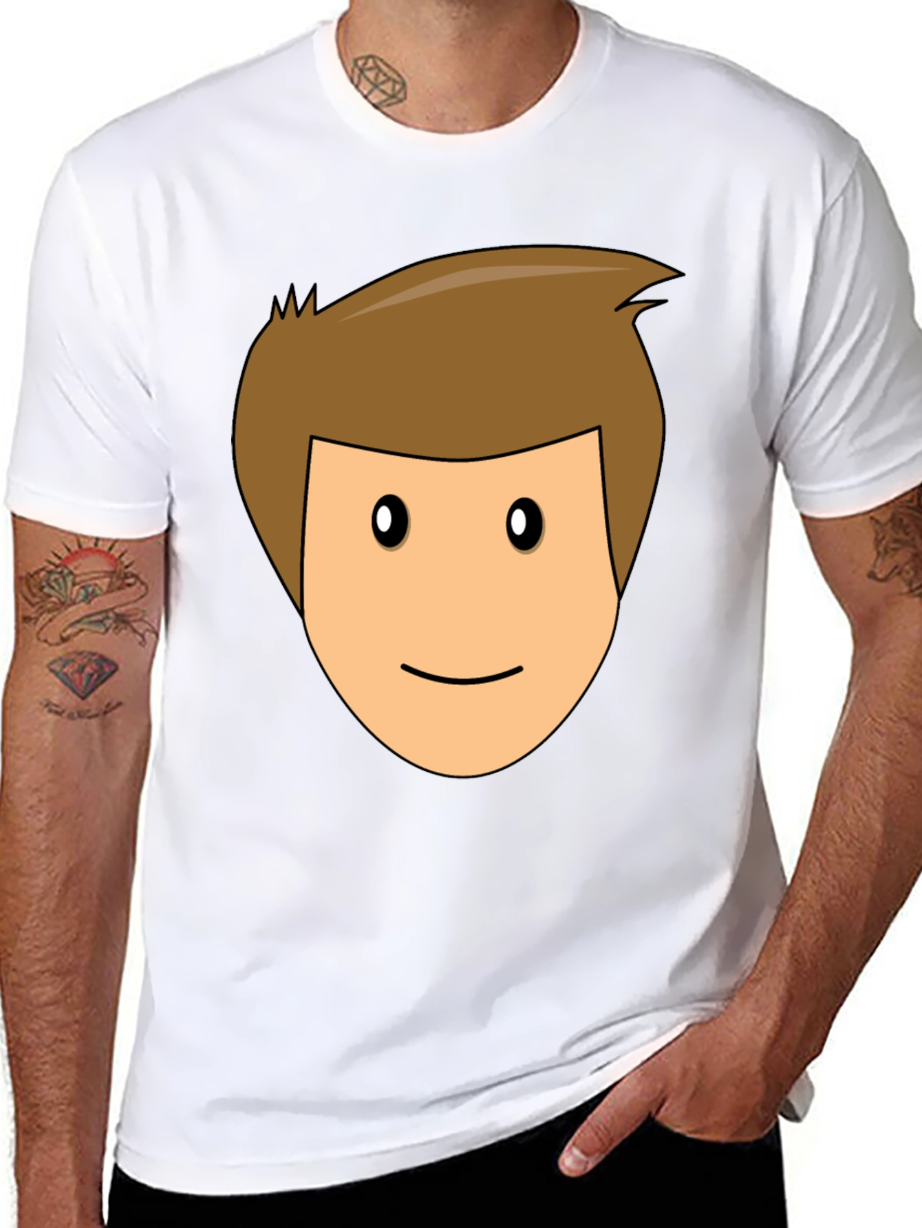 Cartoon Face Black T-Shirt Funny Graphic Tee Casual Wear