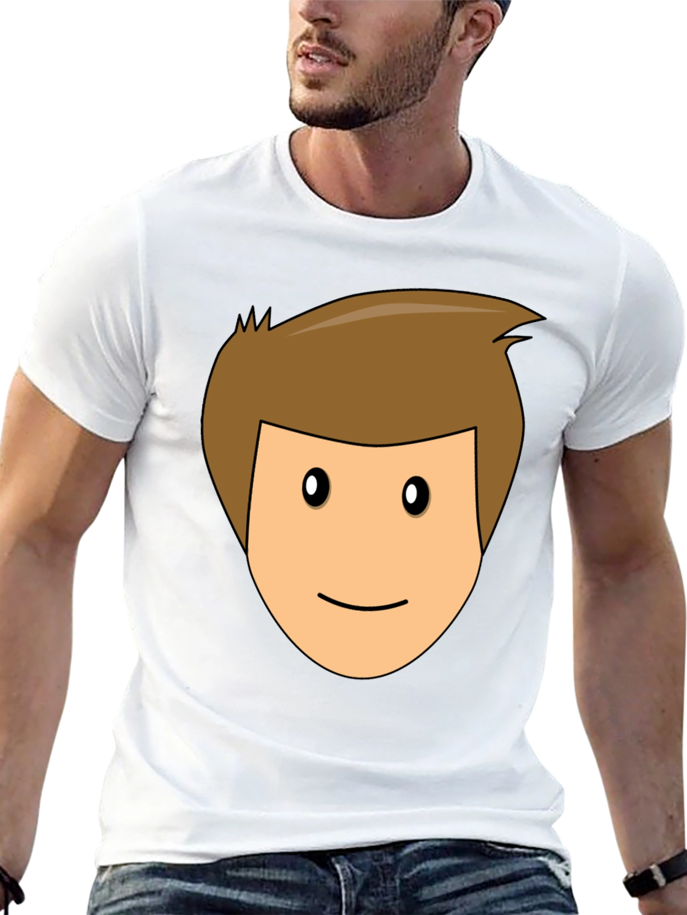 Cartoon Face Black T-Shirt Funny Graphic Tee Casual Wear