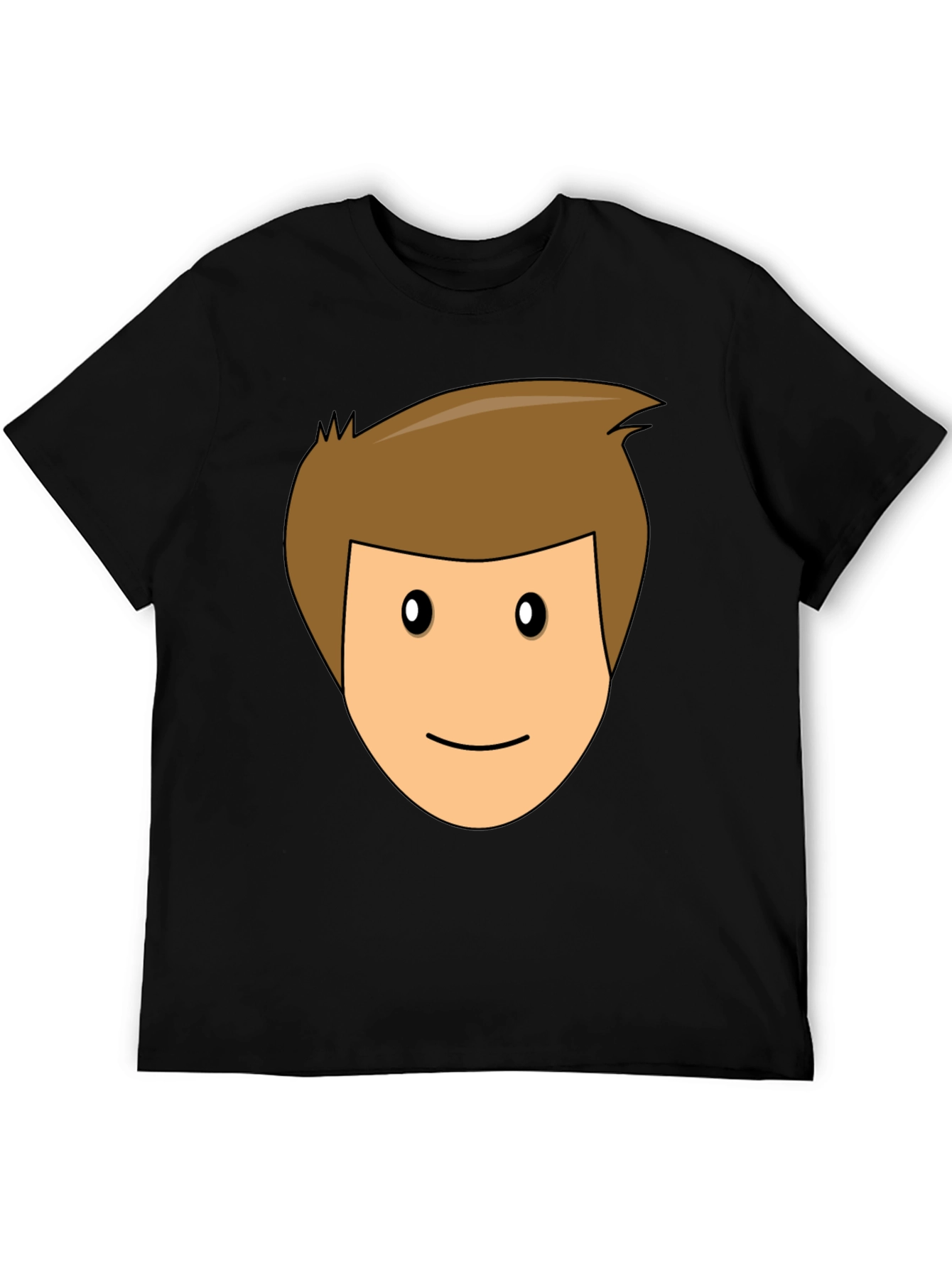 Cartoon Face Black T-Shirt Funny Graphic Tee Casual Wear