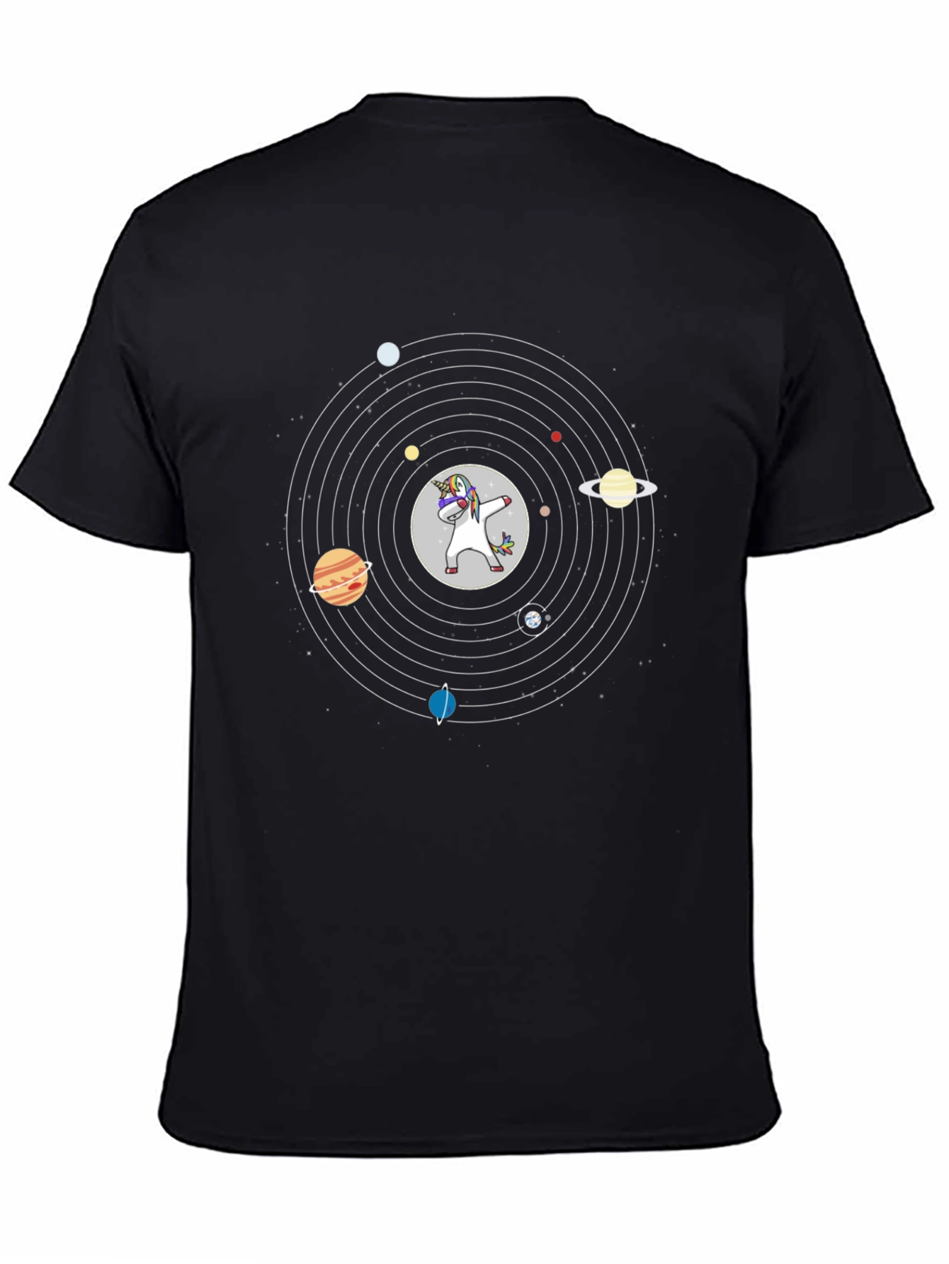 Unicorn Solar System Black Graphic Tee