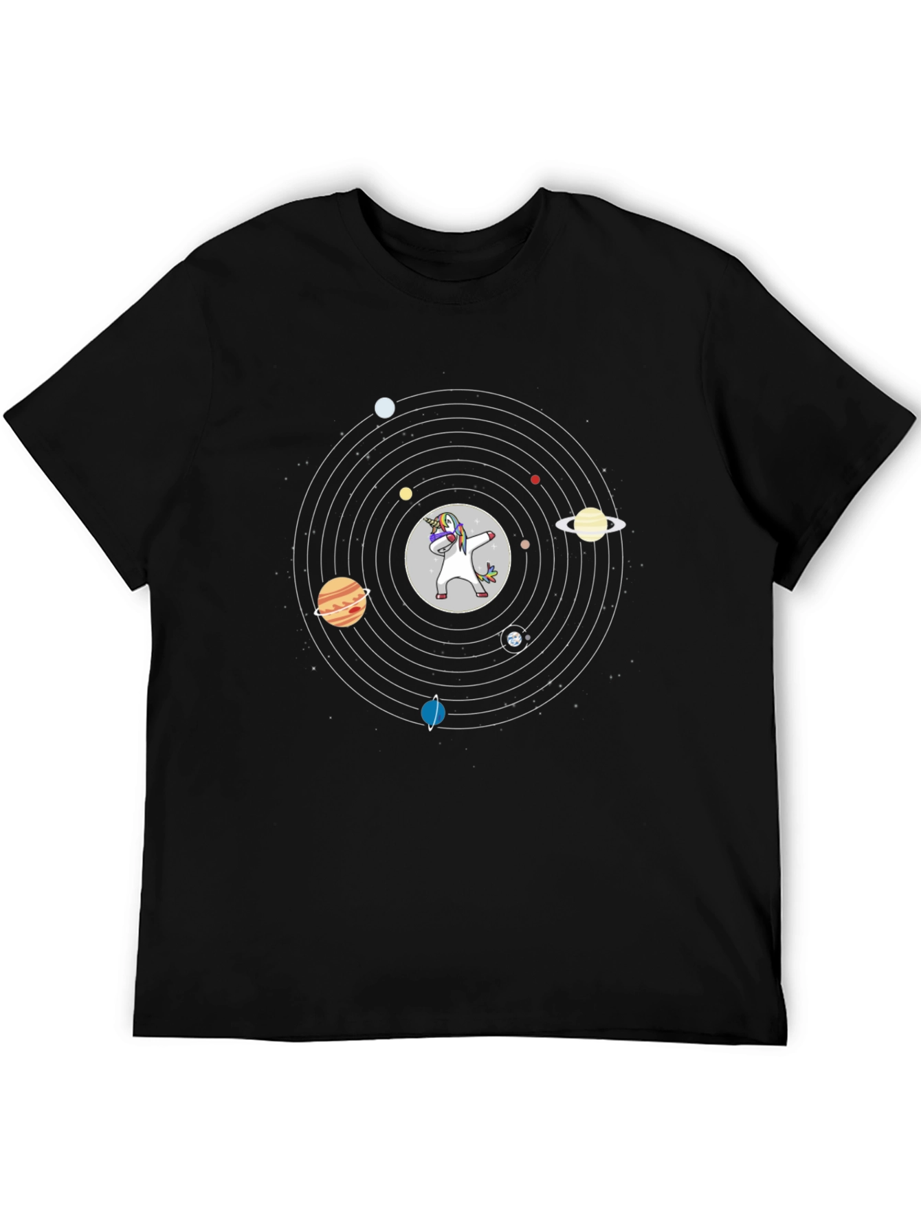 Unicorn Solar System Black Graphic Tee