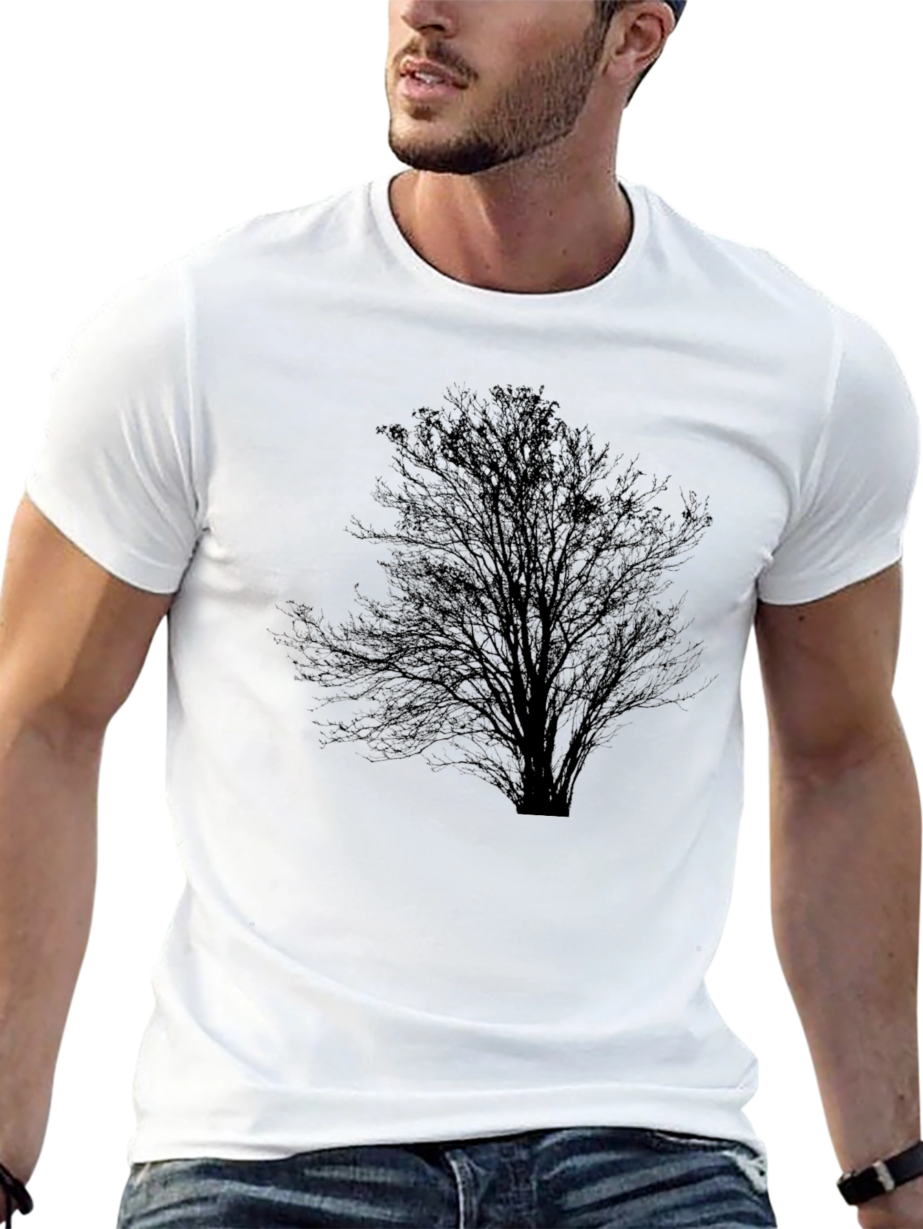 Mens Black Tree Silhouette Graphic Tee
