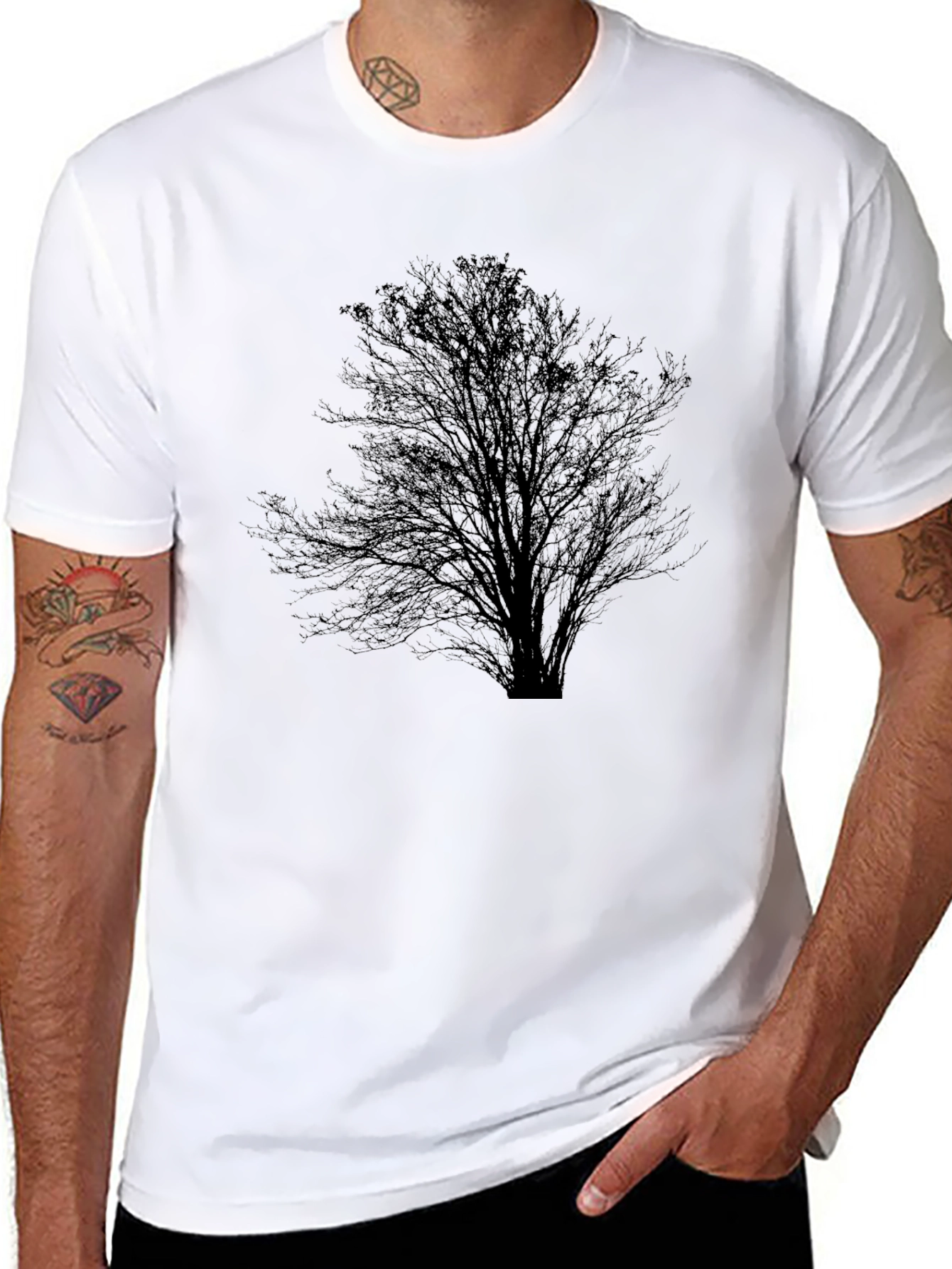 Mens Black Tree Silhouette Graphic Tee