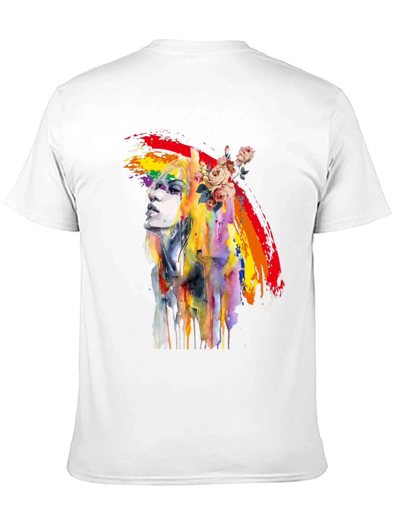Rainbow Woman Graphic Tee - Artsy Black T-Shirt
