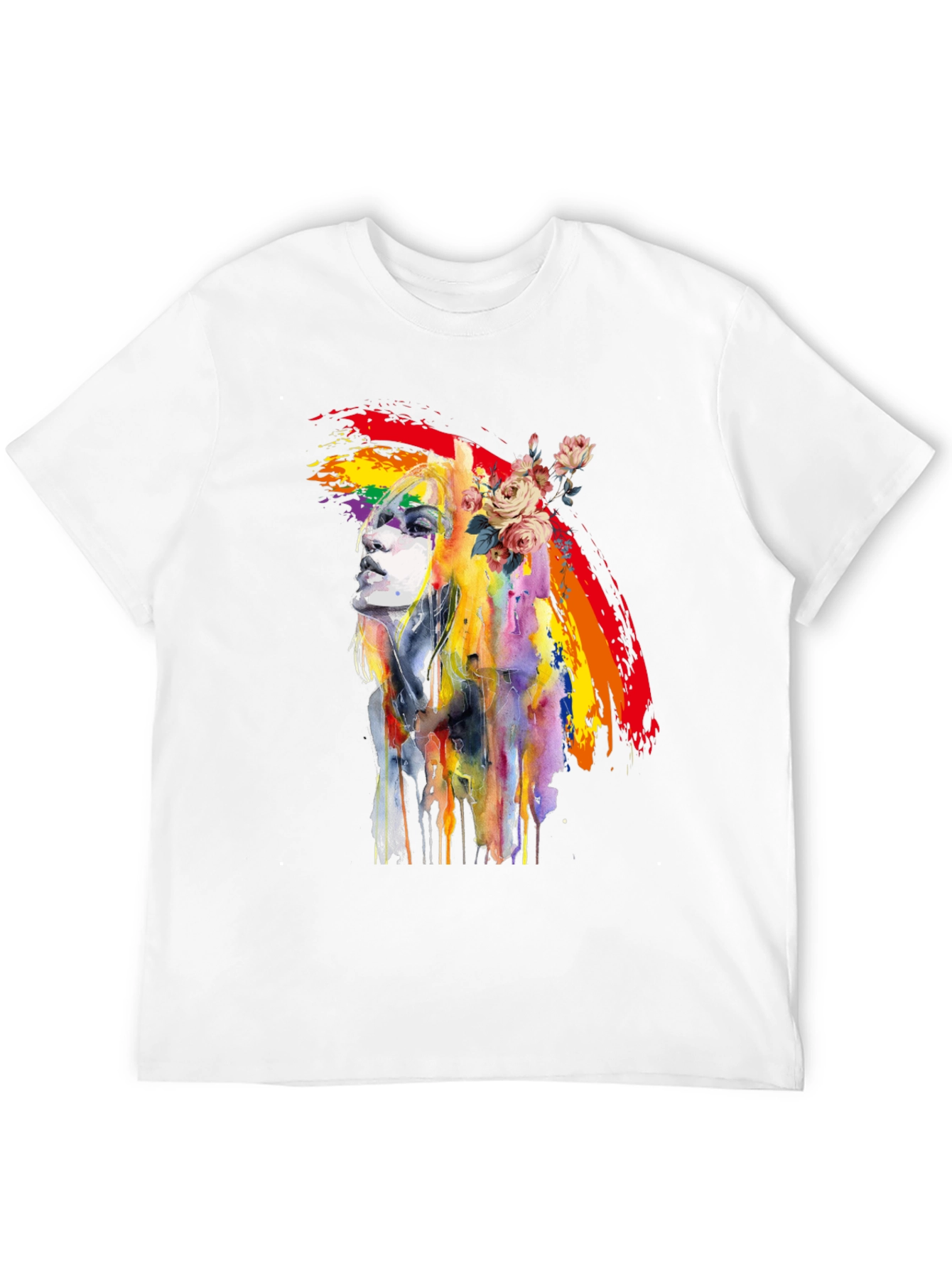 Rainbow Woman Graphic Tee - Artsy Black T-Shirt