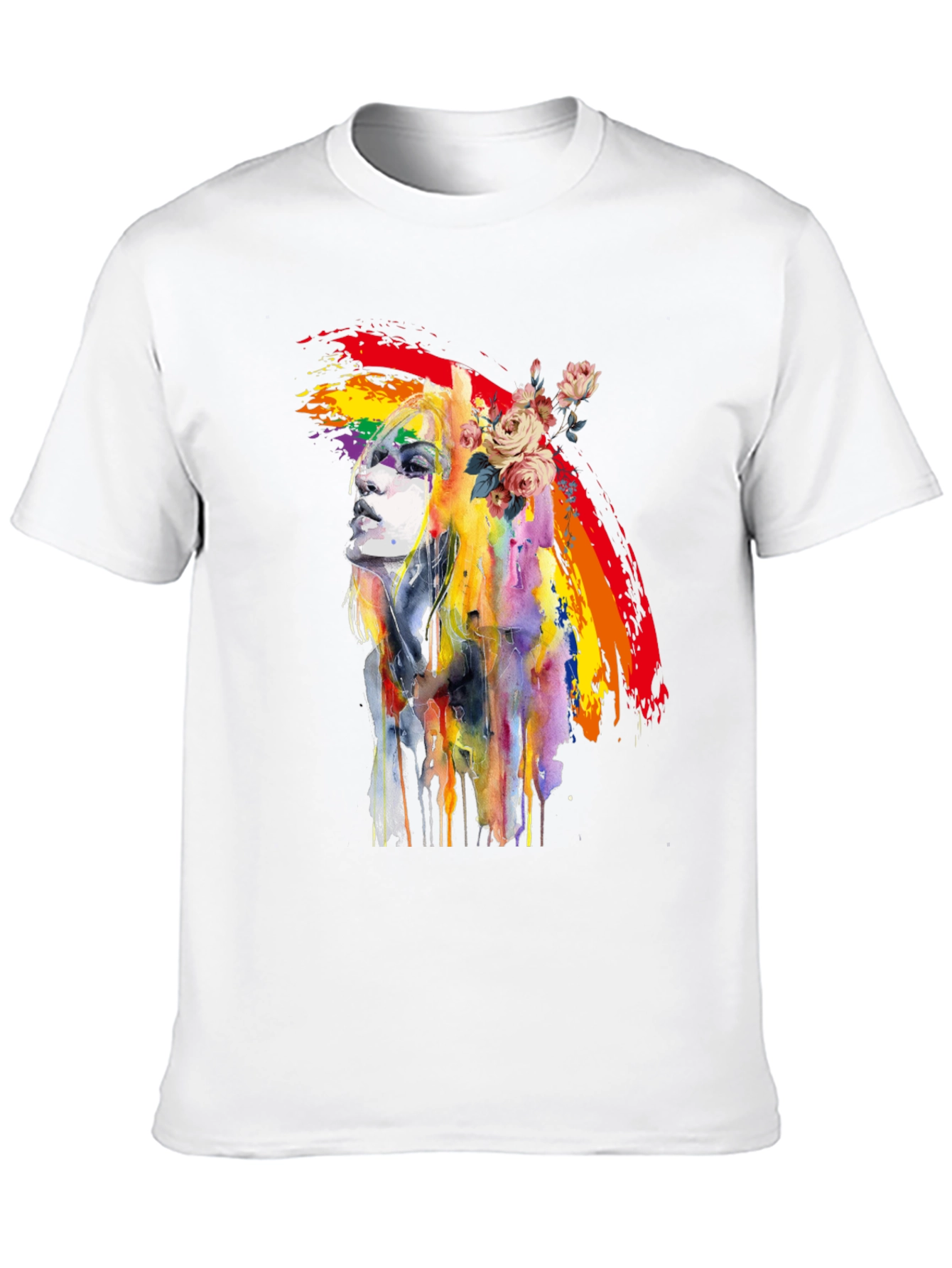 Rainbow Woman Graphic Tee - Artsy Black T-Shirt