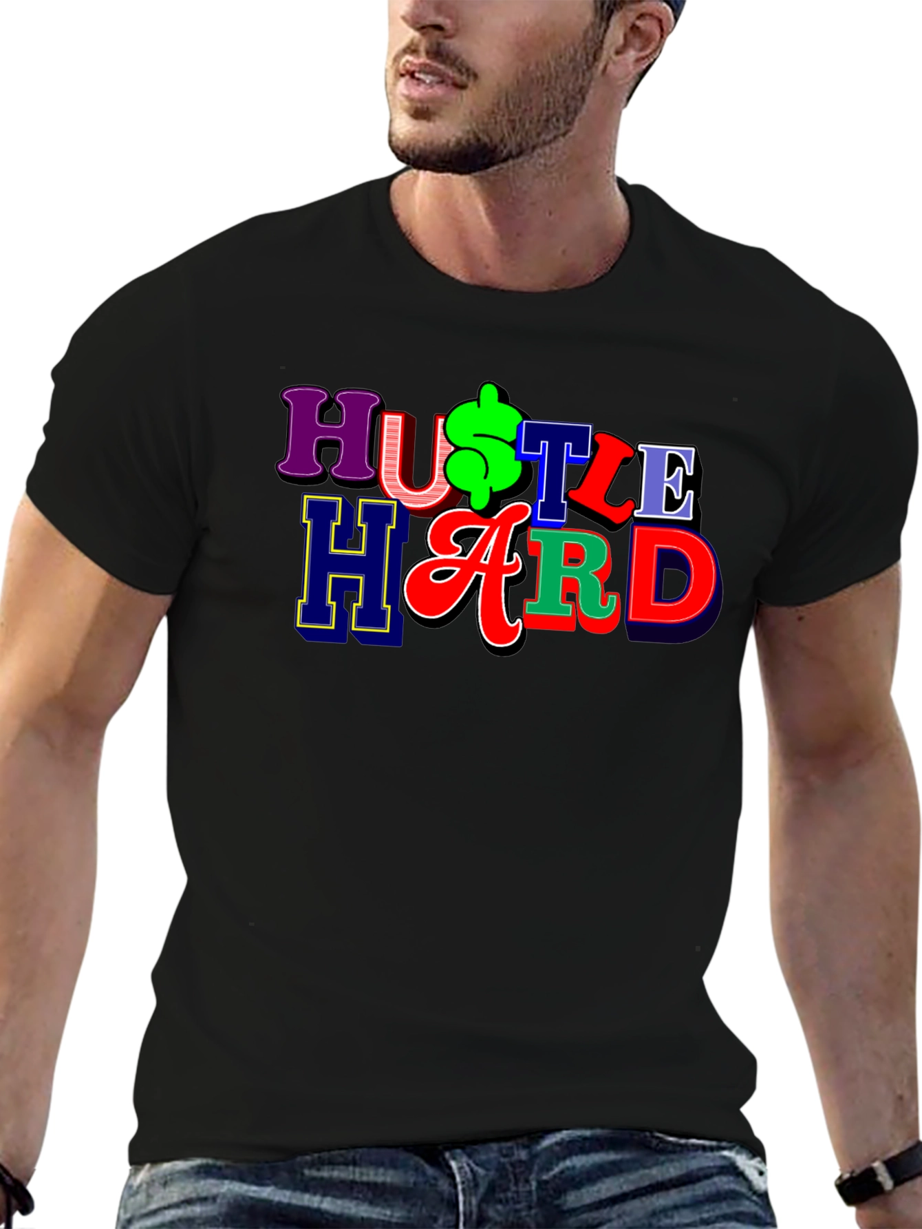 Hustle Hard Graphic Tee - Black T-Shirt