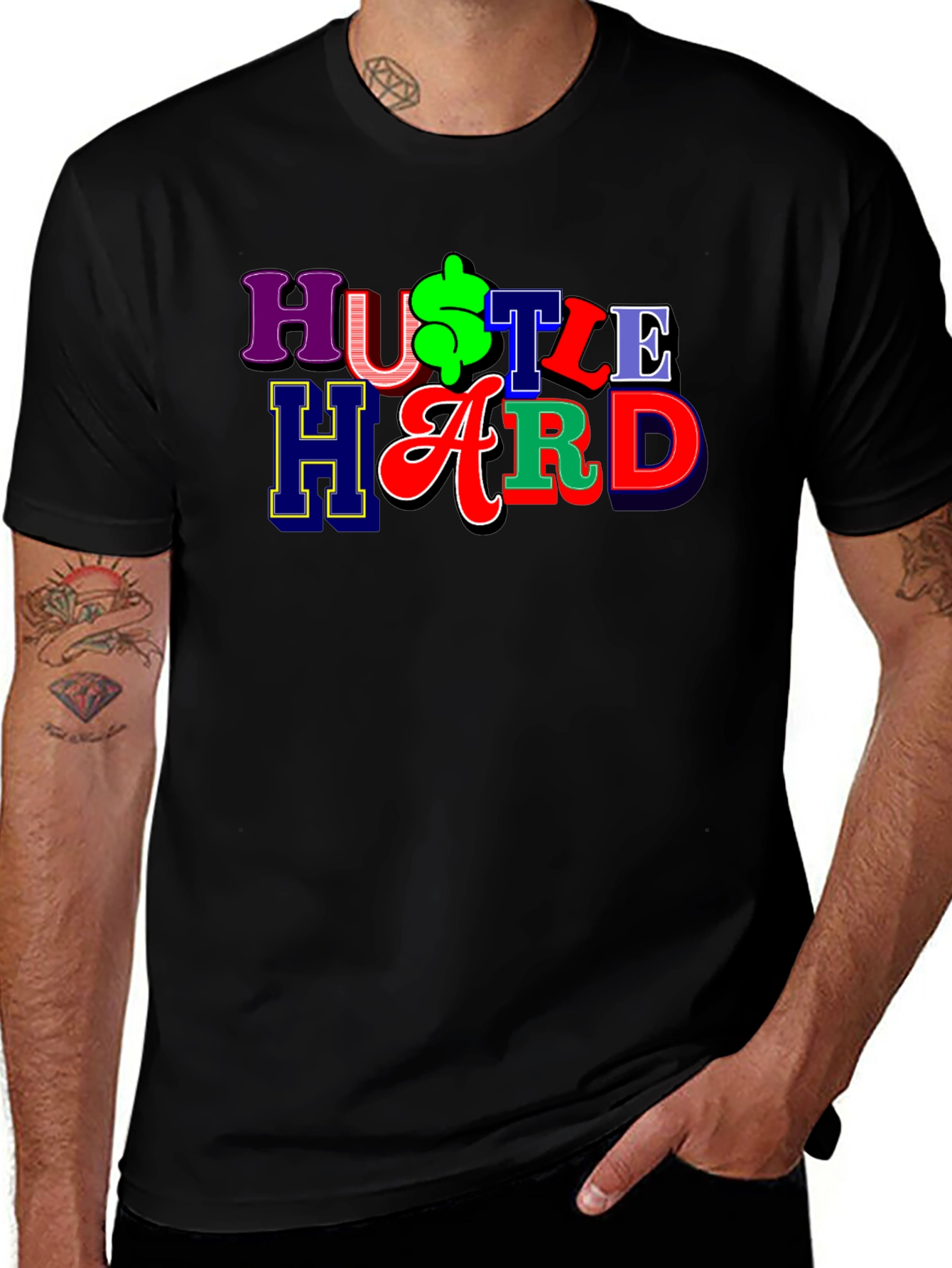 Hustle Hard Graphic Tee - Black T-Shirt