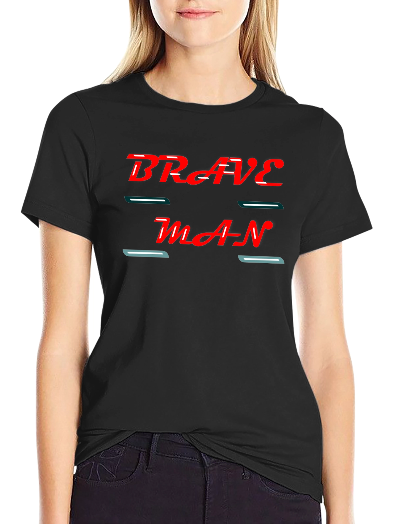 Brave Man Graphic Black T-Shirt