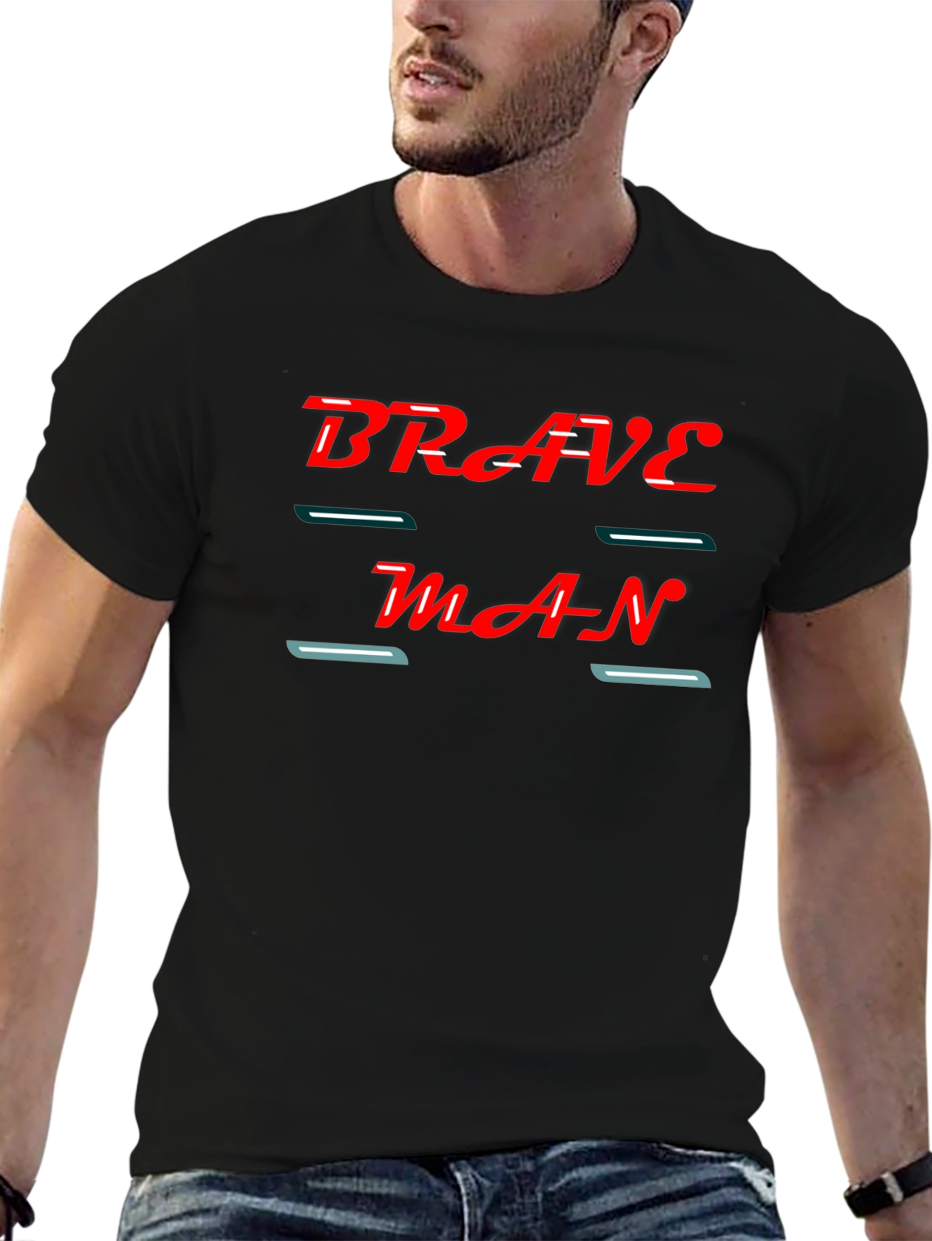 Brave Man Graphic Black T-Shirt