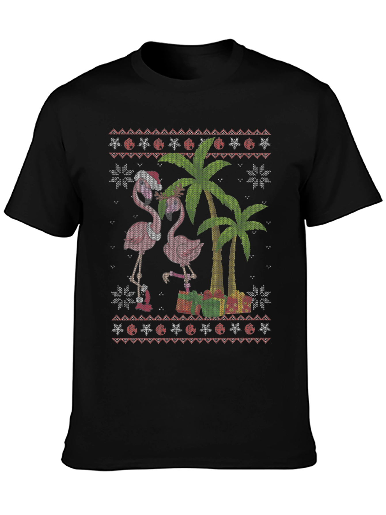 Festive Flamingo Ugly Christmas Sweater T-Shirt