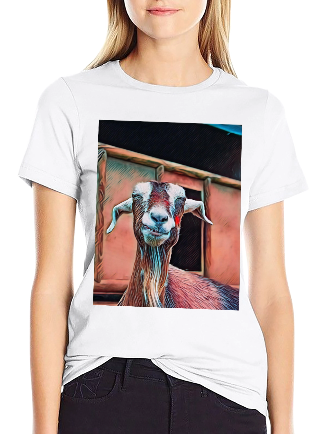 Goat Graphic Tee - Animal Lovers Black T-Shirt