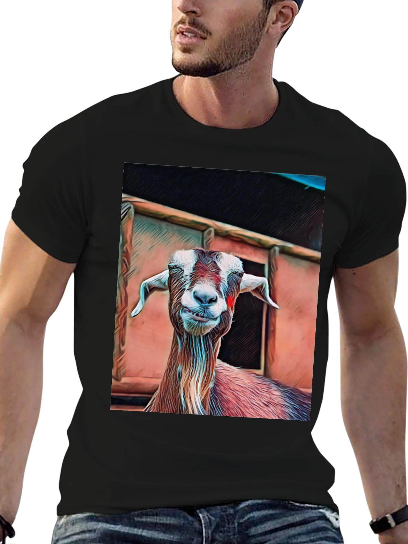 Goat Graphic Tee - Animal Lovers Black T-Shirt