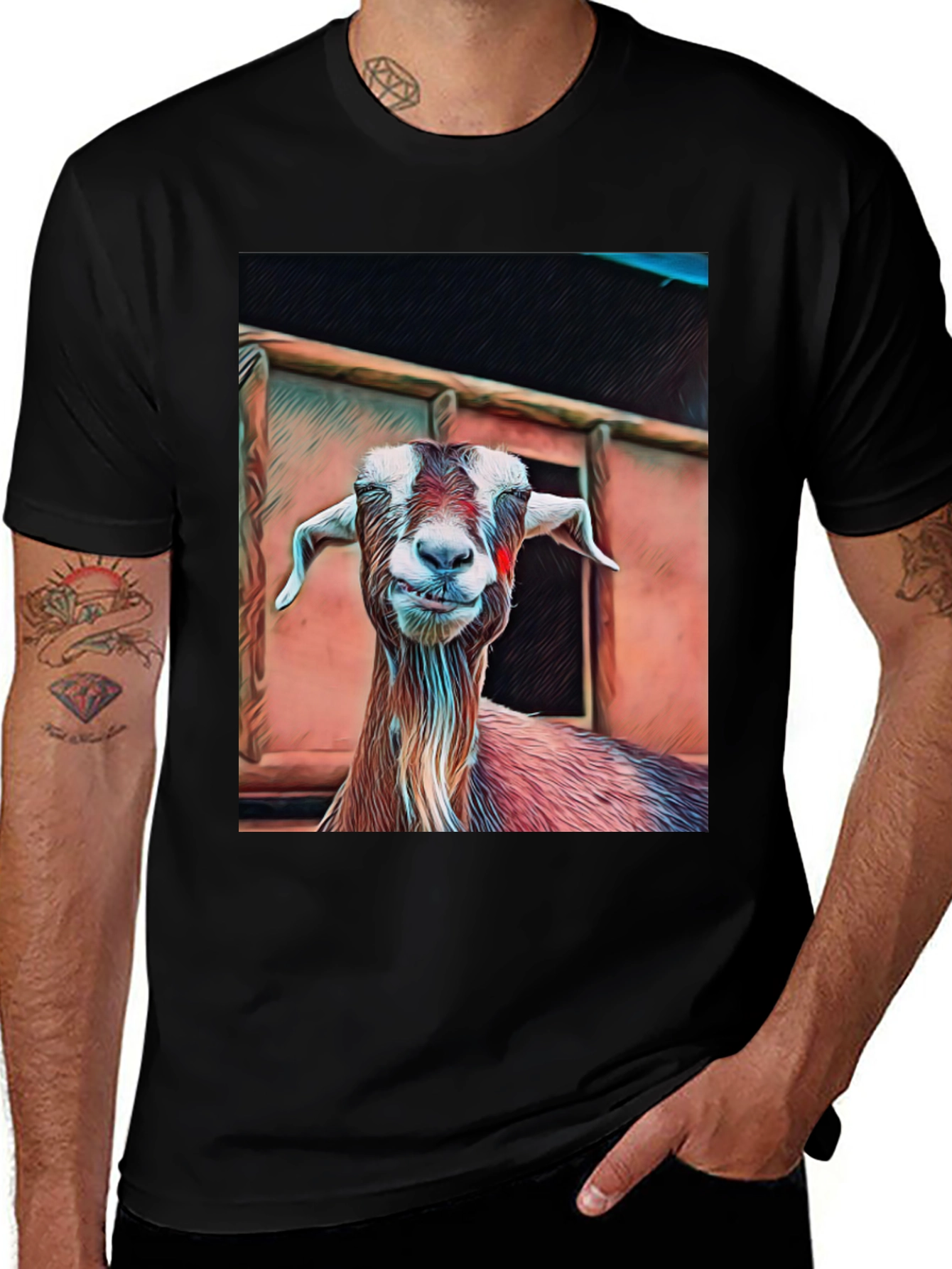 Goat Graphic Tee - Animal Lovers Black T-Shirt