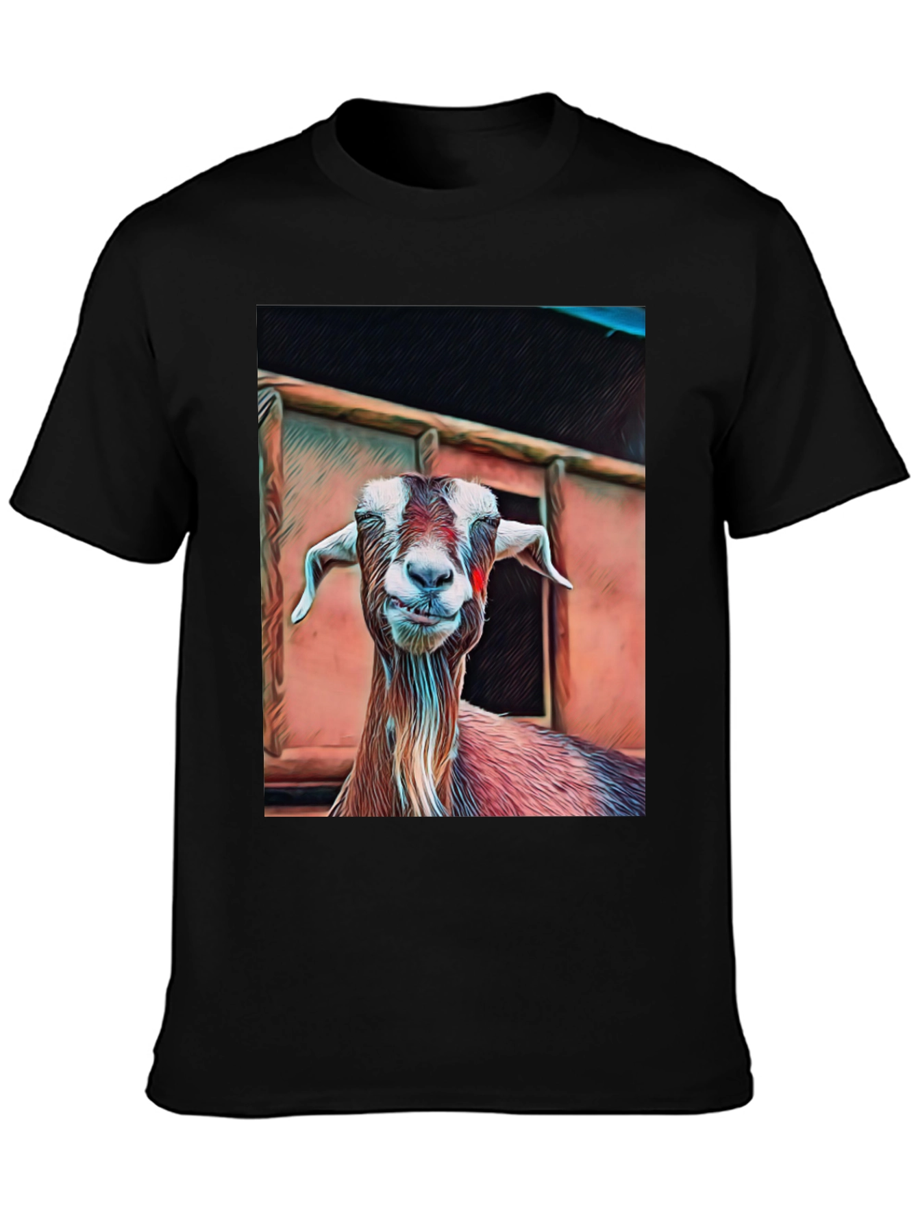 Goat Graphic Tee - Animal Lovers Black T-Shirt