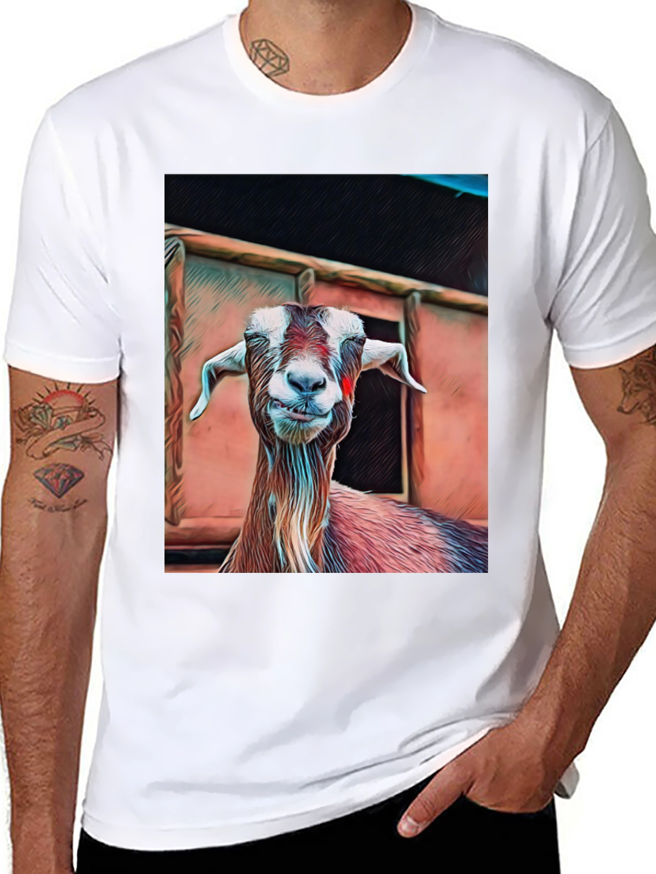 Goat Graphic Tee - Animal Lovers Black T-Shirt