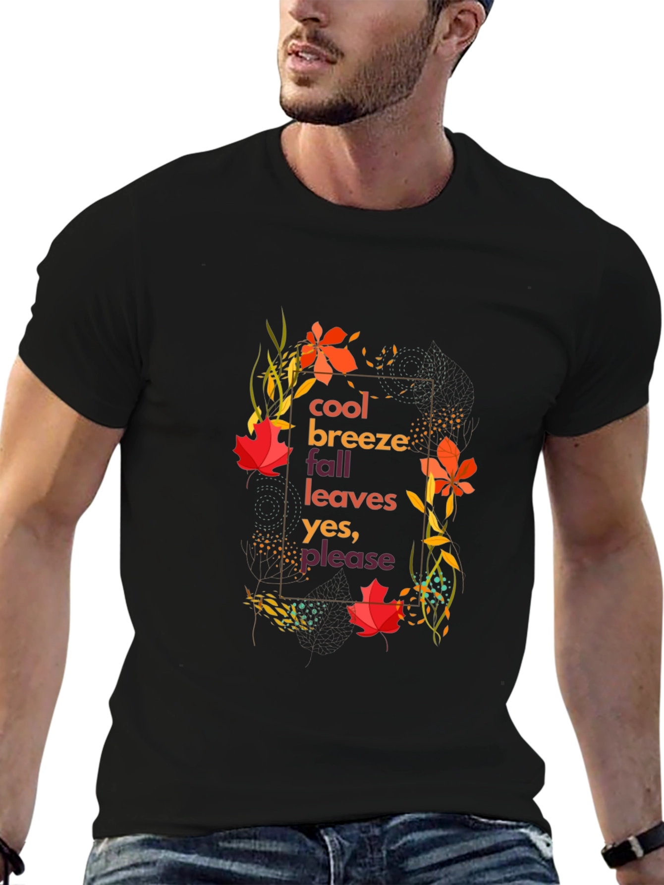 Cool Breeze Fall Leaves Graphic Tee
