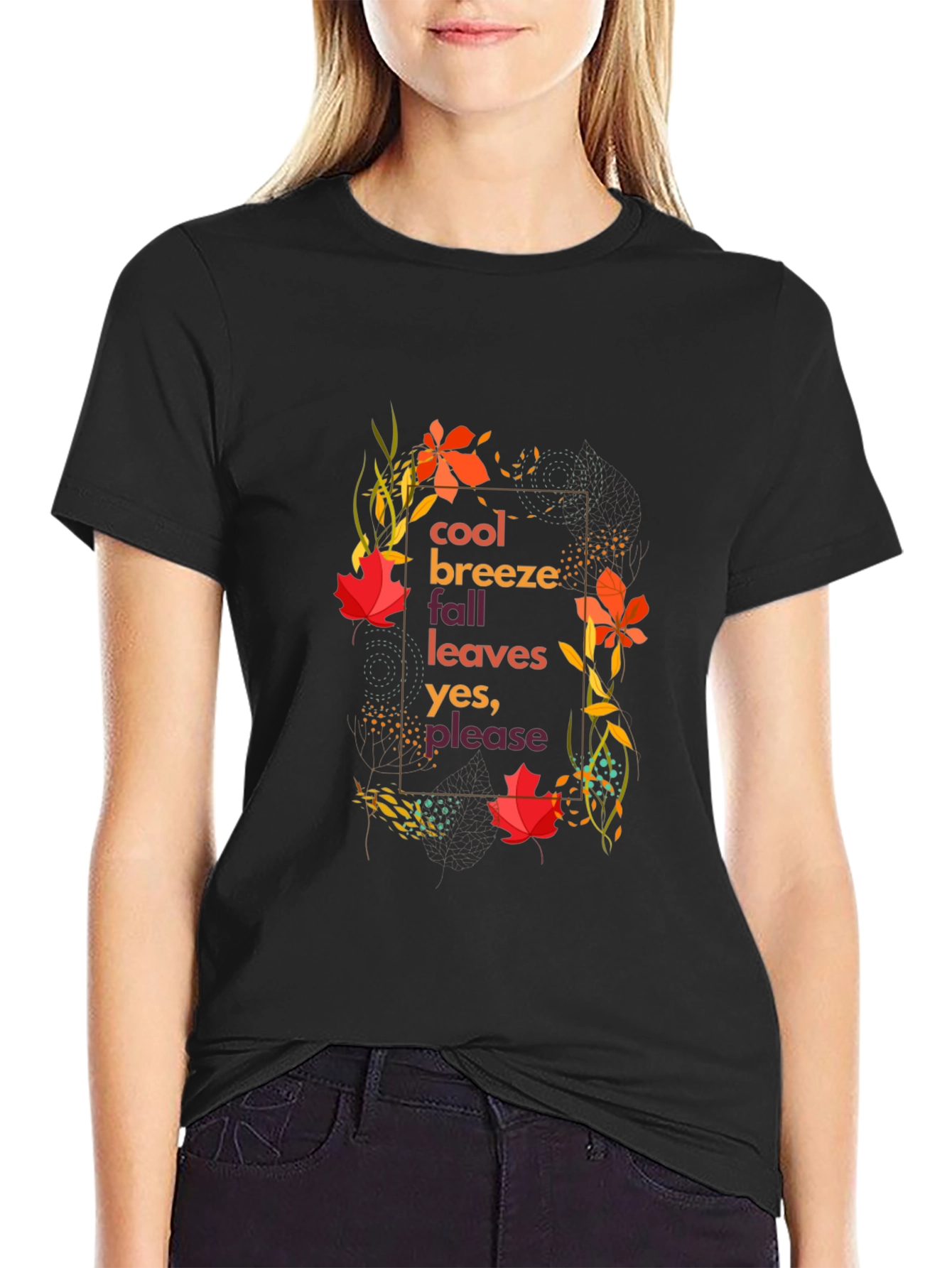 Cool Breeze Fall Leaves Graphic Tee