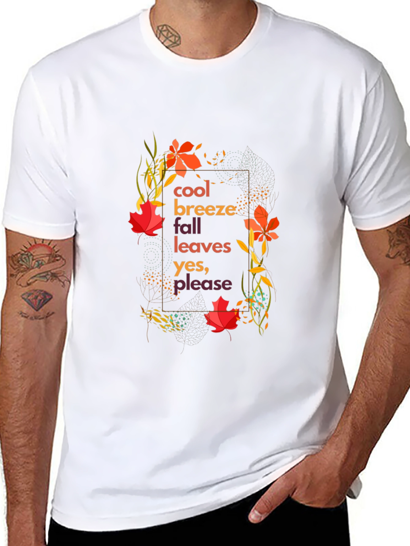 Cool Breeze Fall Leaves Graphic Tee