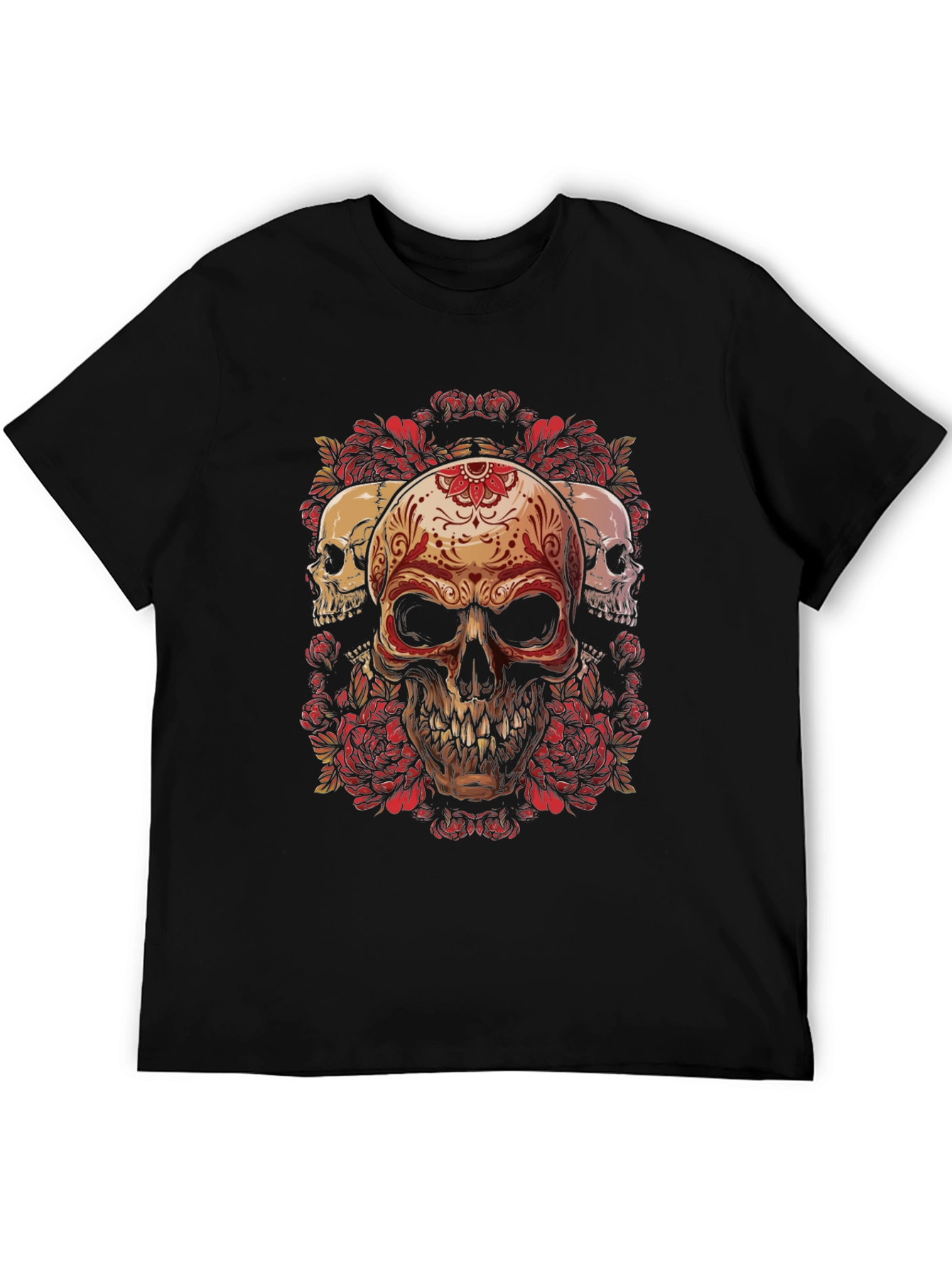 Skull & Roses Graphic Tee - Dark Style