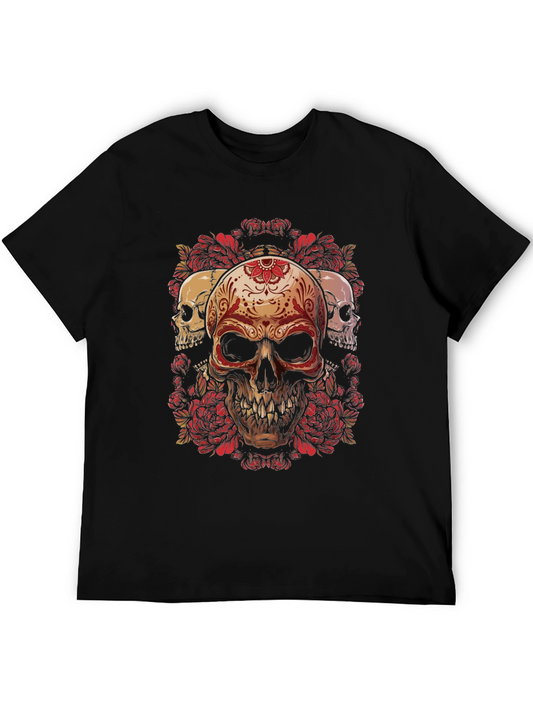 Skull & Roses Graphic Tee - Dark Style