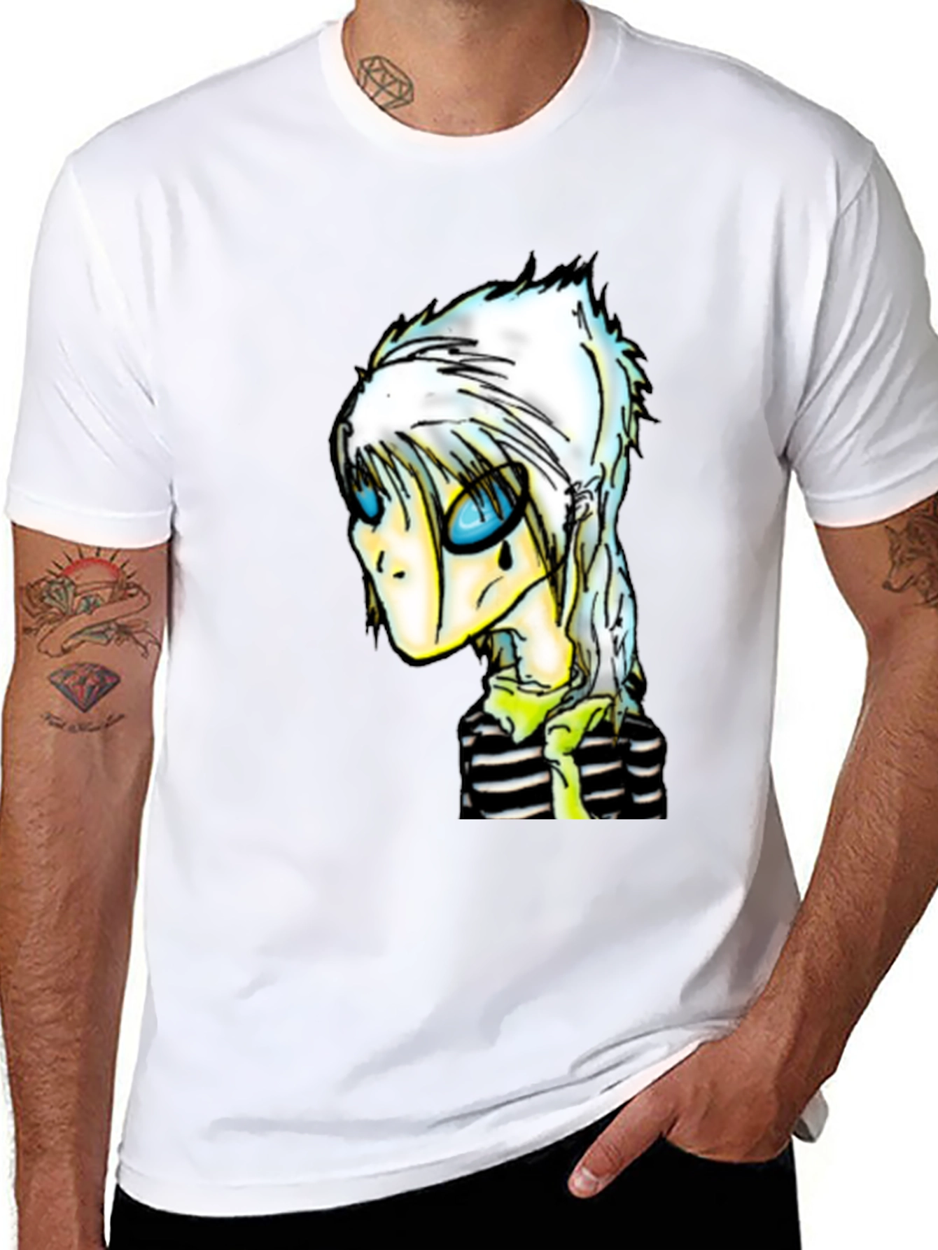 Unique Cartoon Character Black T-Shirt