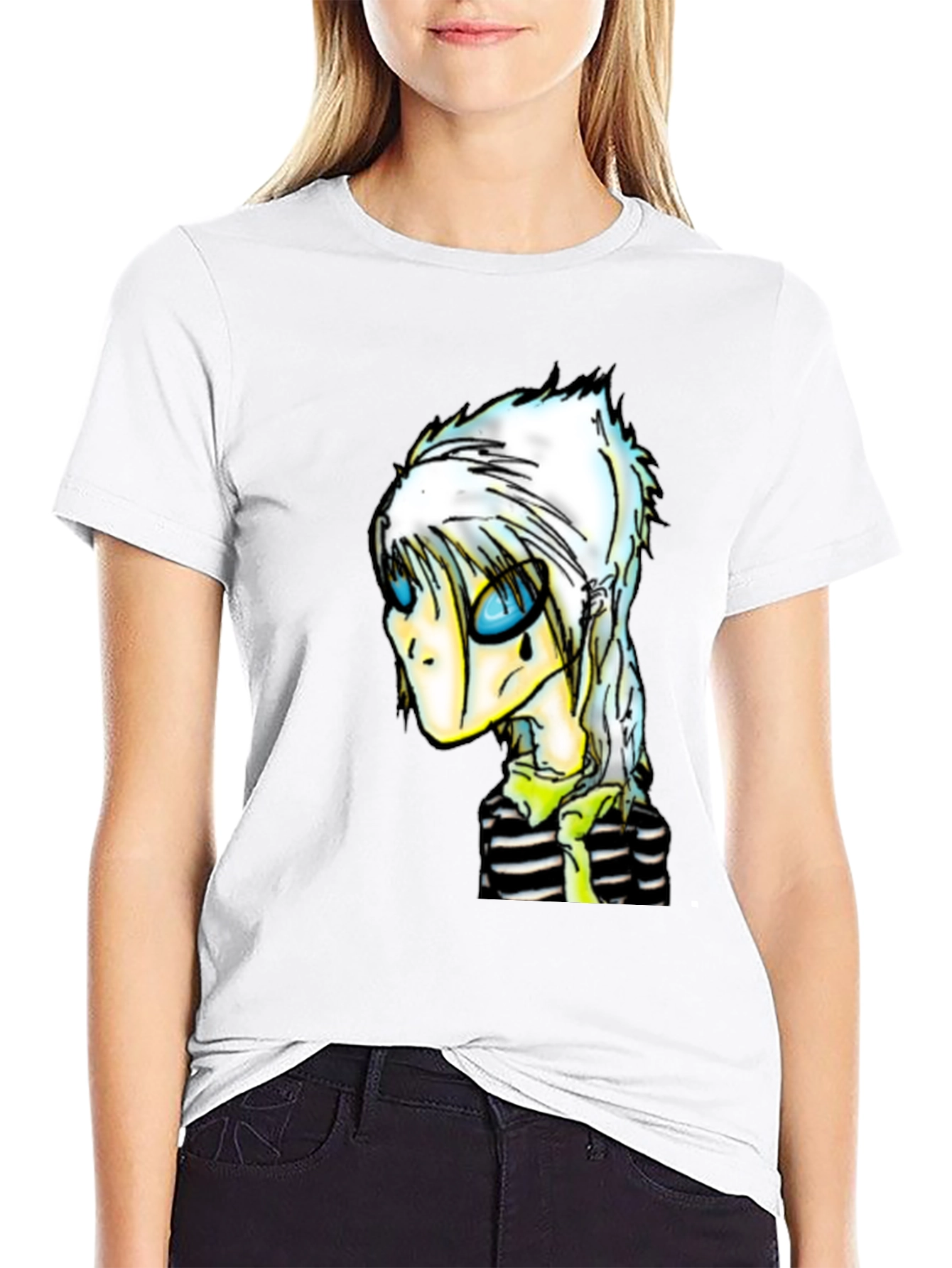Unique Cartoon Character Black T-Shirt