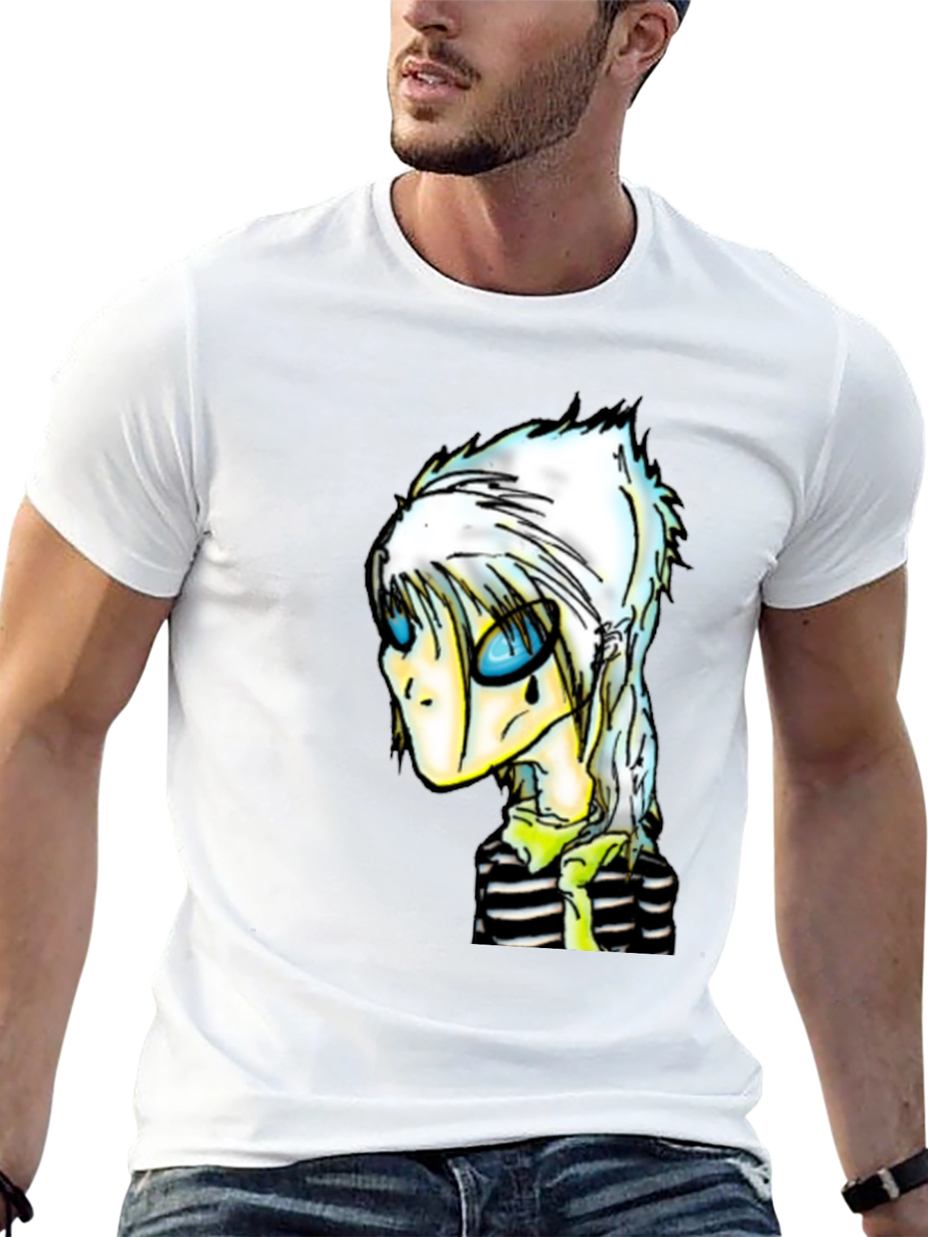 Unique Cartoon Character Black T-Shirt