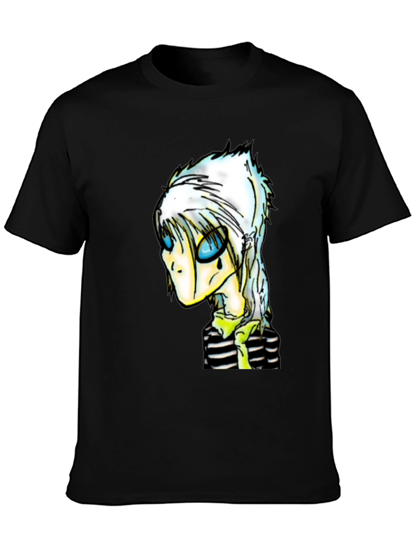 Unique Cartoon Character Black T-Shirt