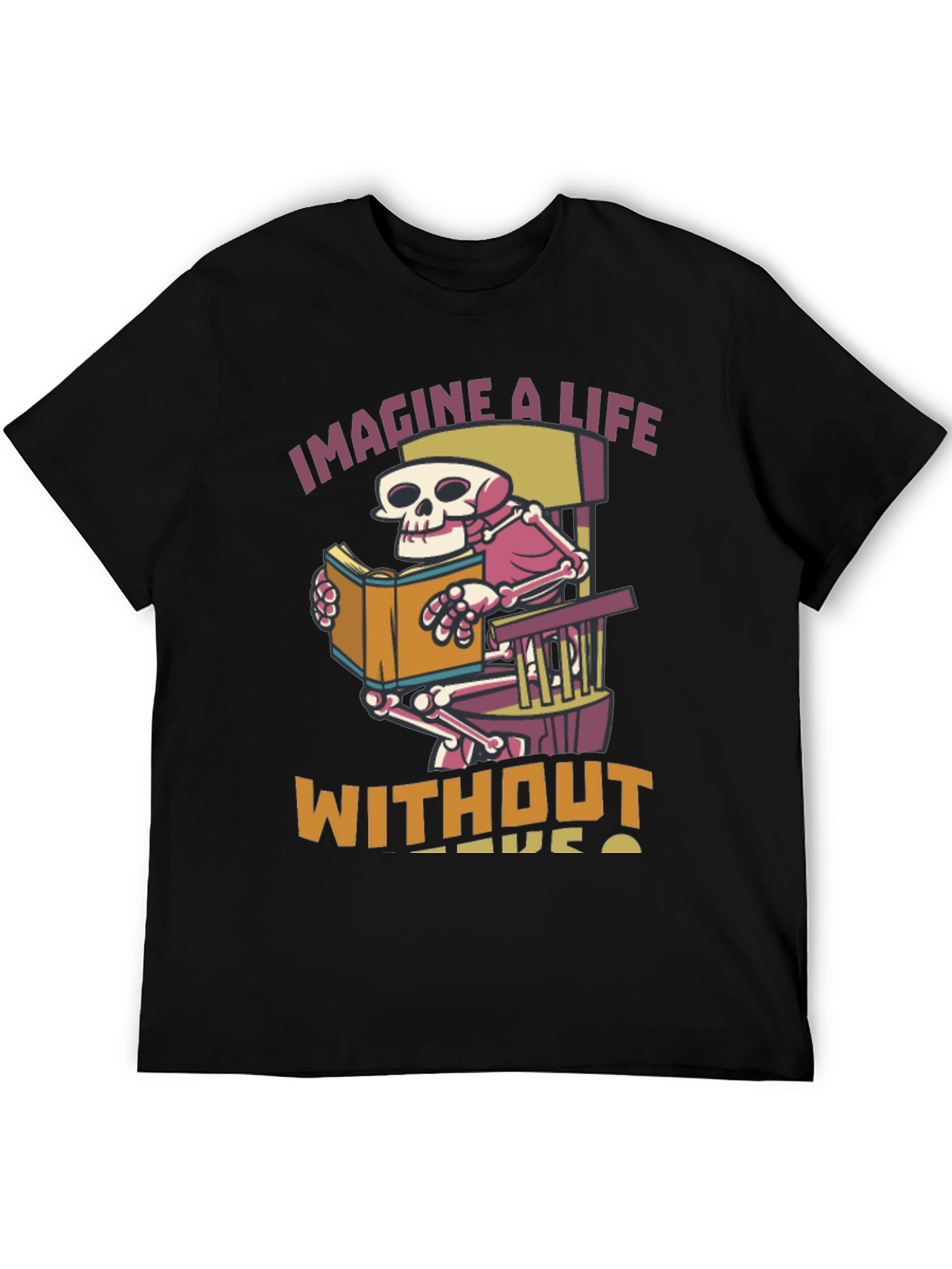 Skeleton Reading Book Graphic T-Shirt