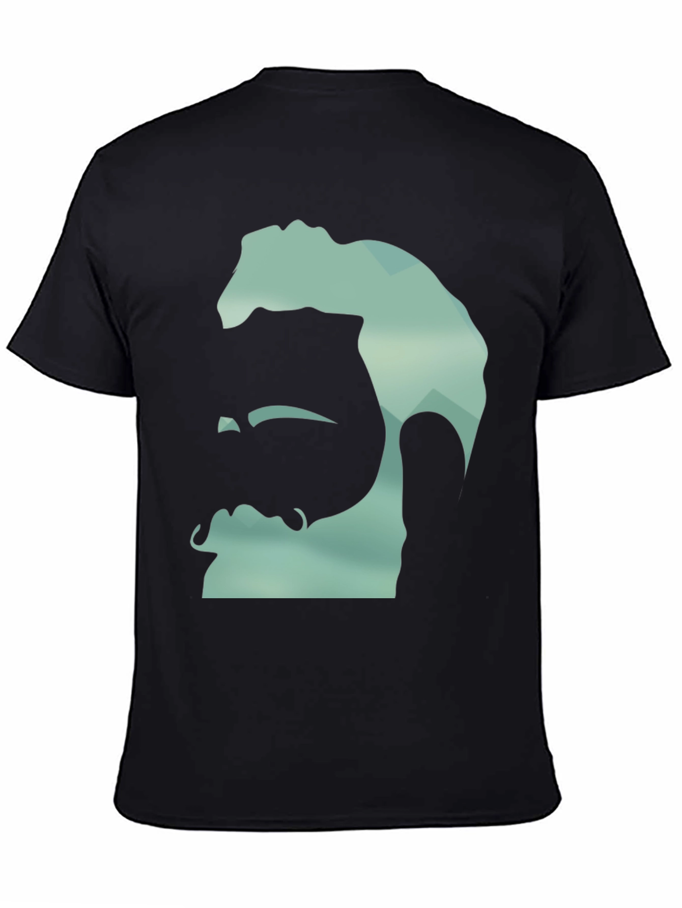 Geometric Bearded Man Graphic Tee - Black