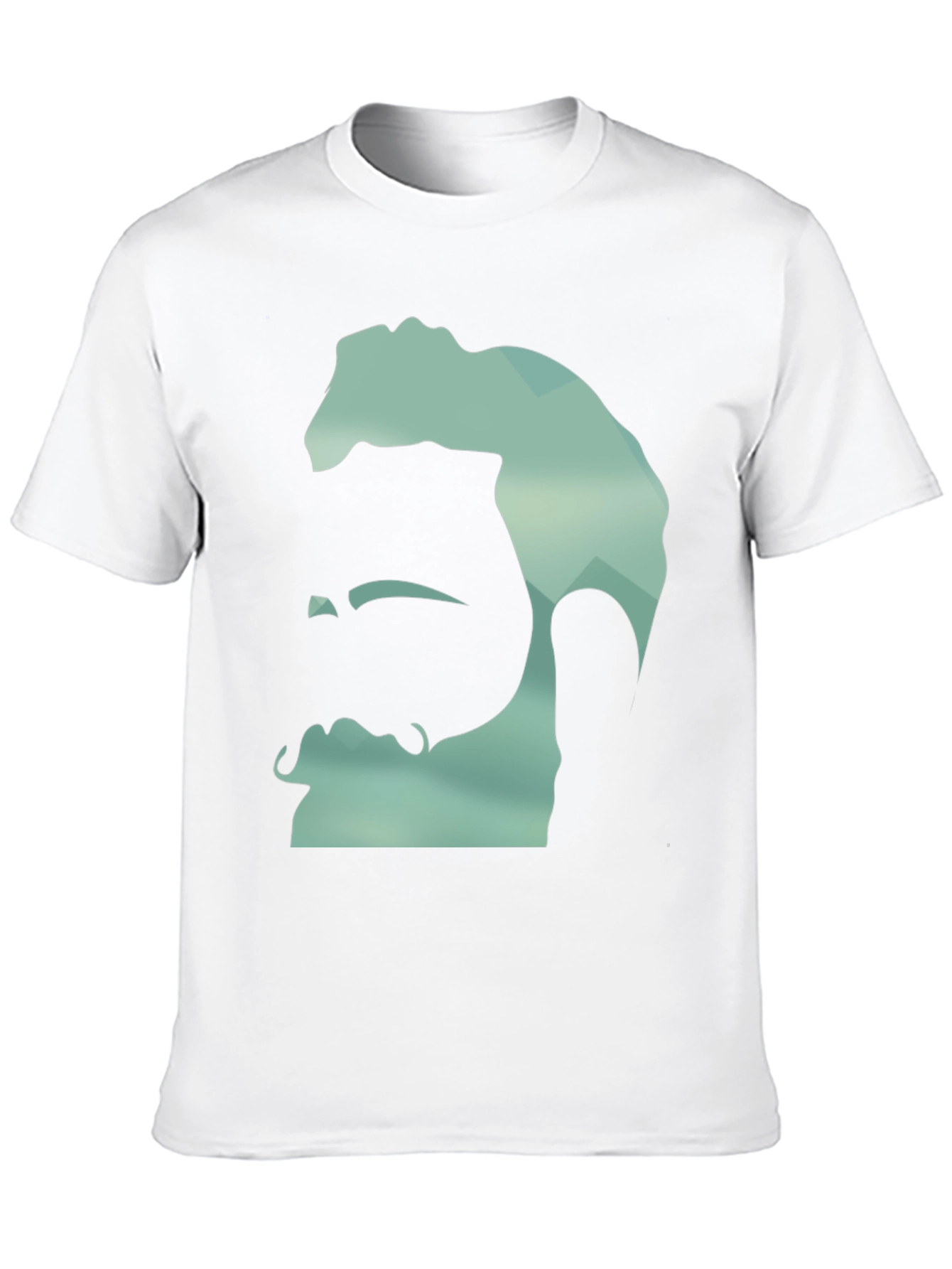 Geometric Bearded Man Graphic Tee - Black