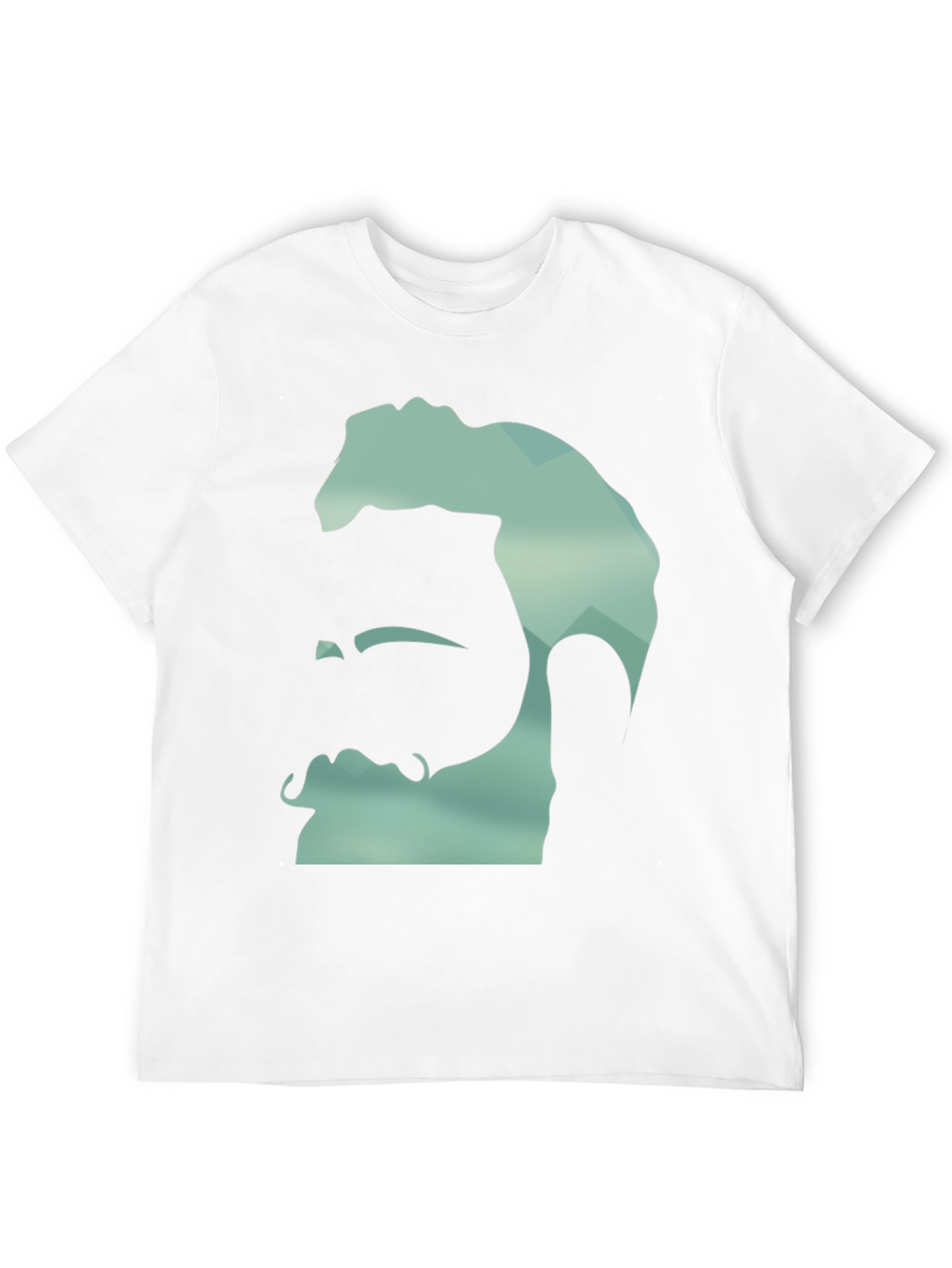 Geometric Bearded Man Graphic Tee - Black