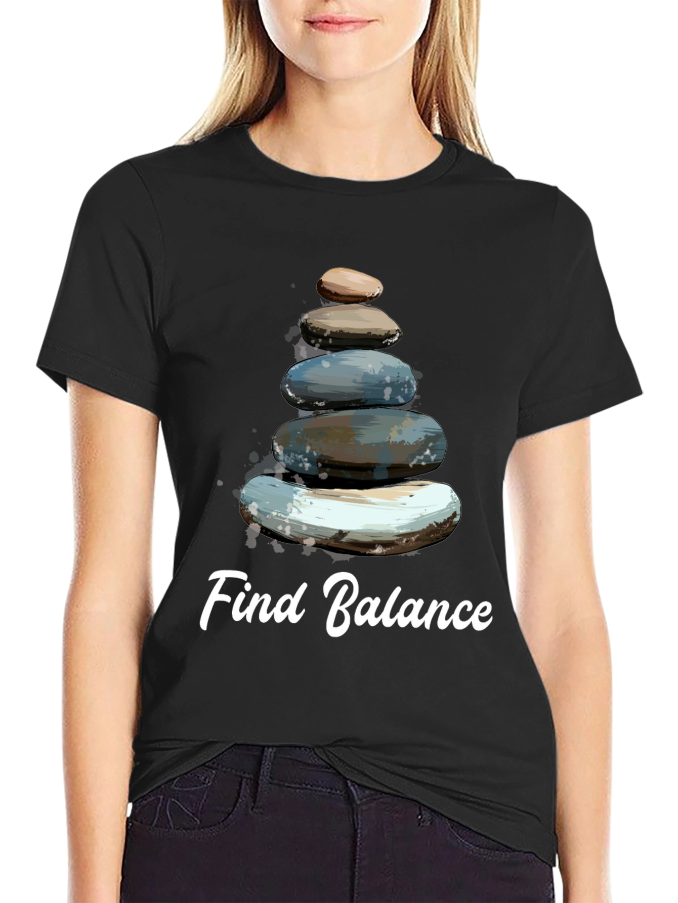 Find Balance T-Shirt - Stacked Stone Zen Design